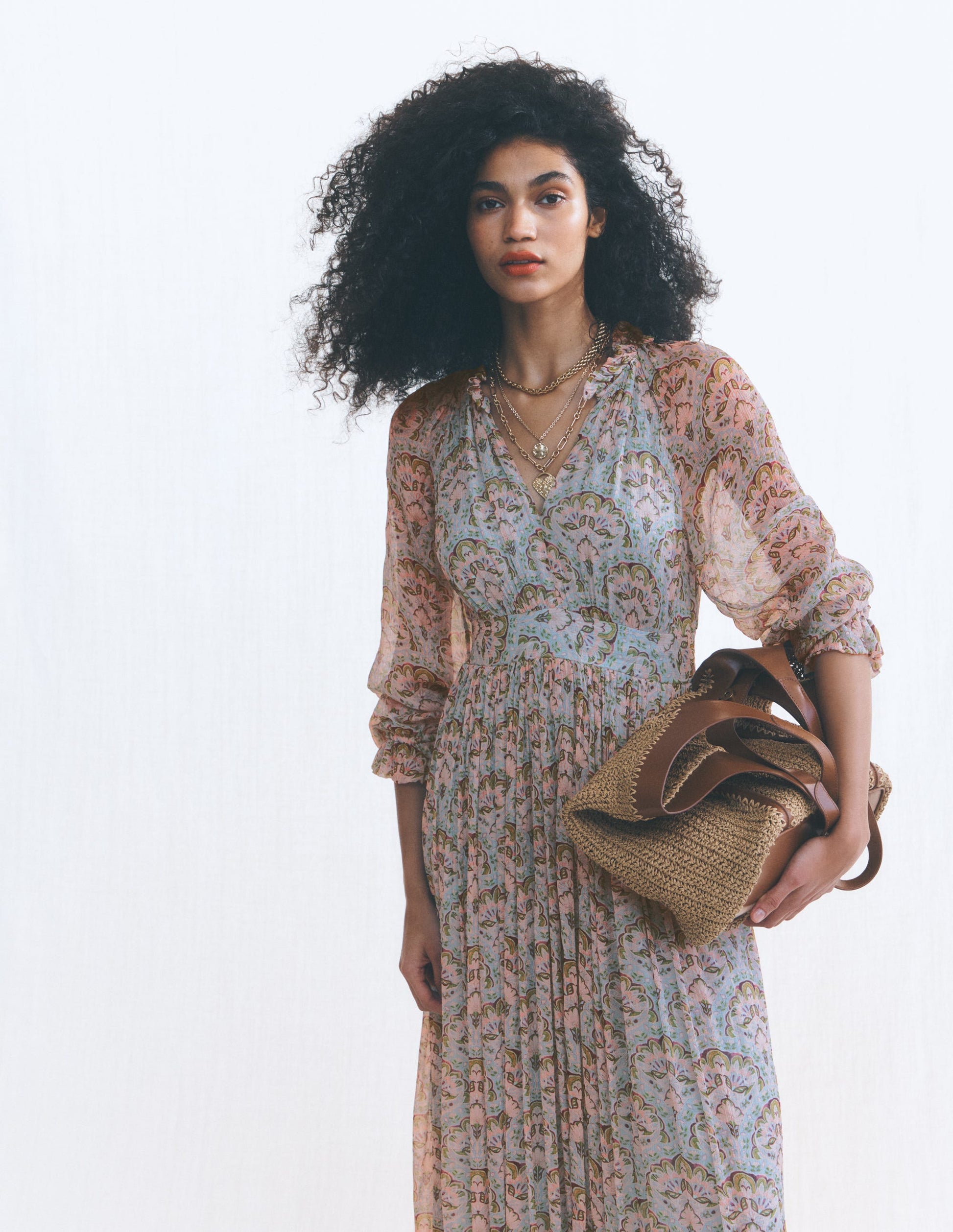 Romantic Ruffle Neck Dress-Multi Paradise Gardens-7