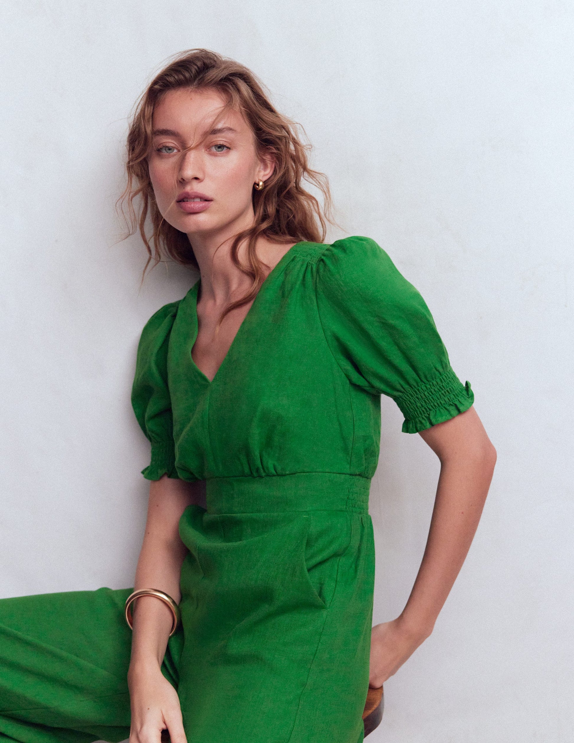 Anna Linen Jumpsuit-Highland Green-5