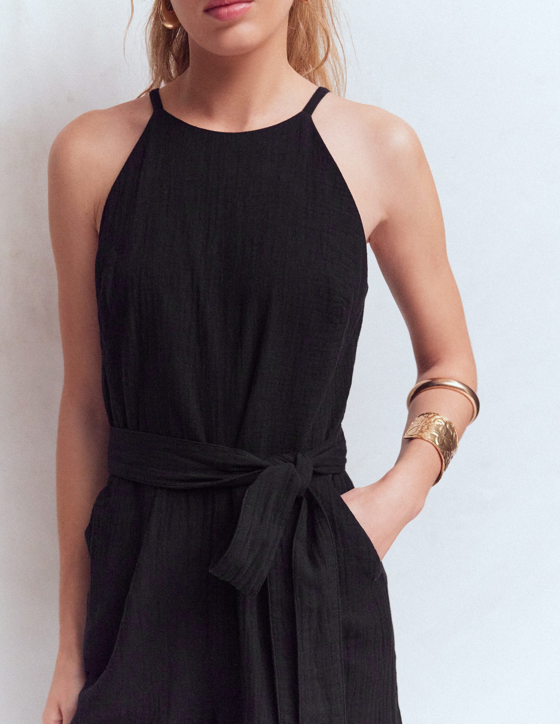 Rosa Double Cloth Jumpsuit-Black-2