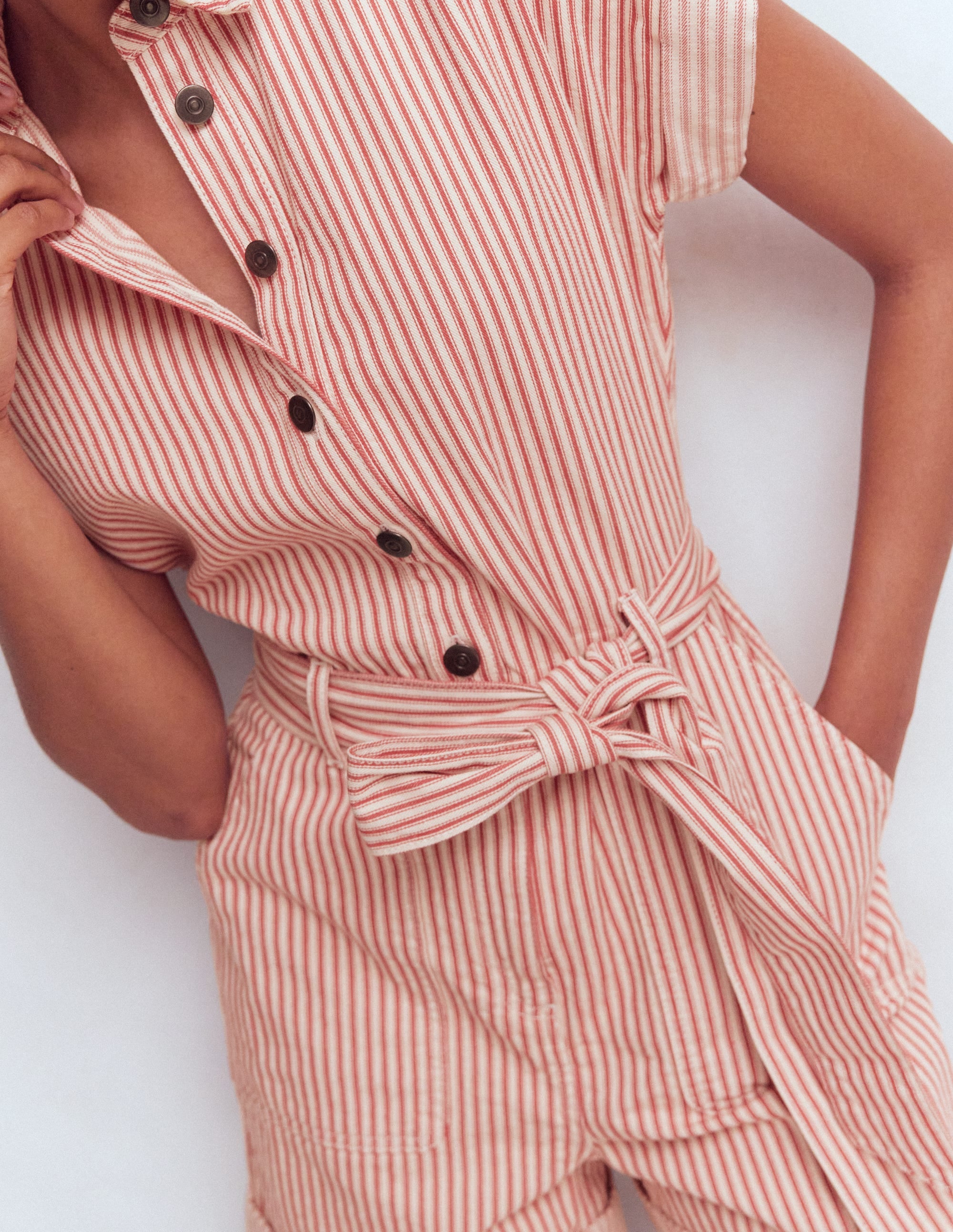 Kay Denim Playsuit-Red Tram Stripe - Image 2