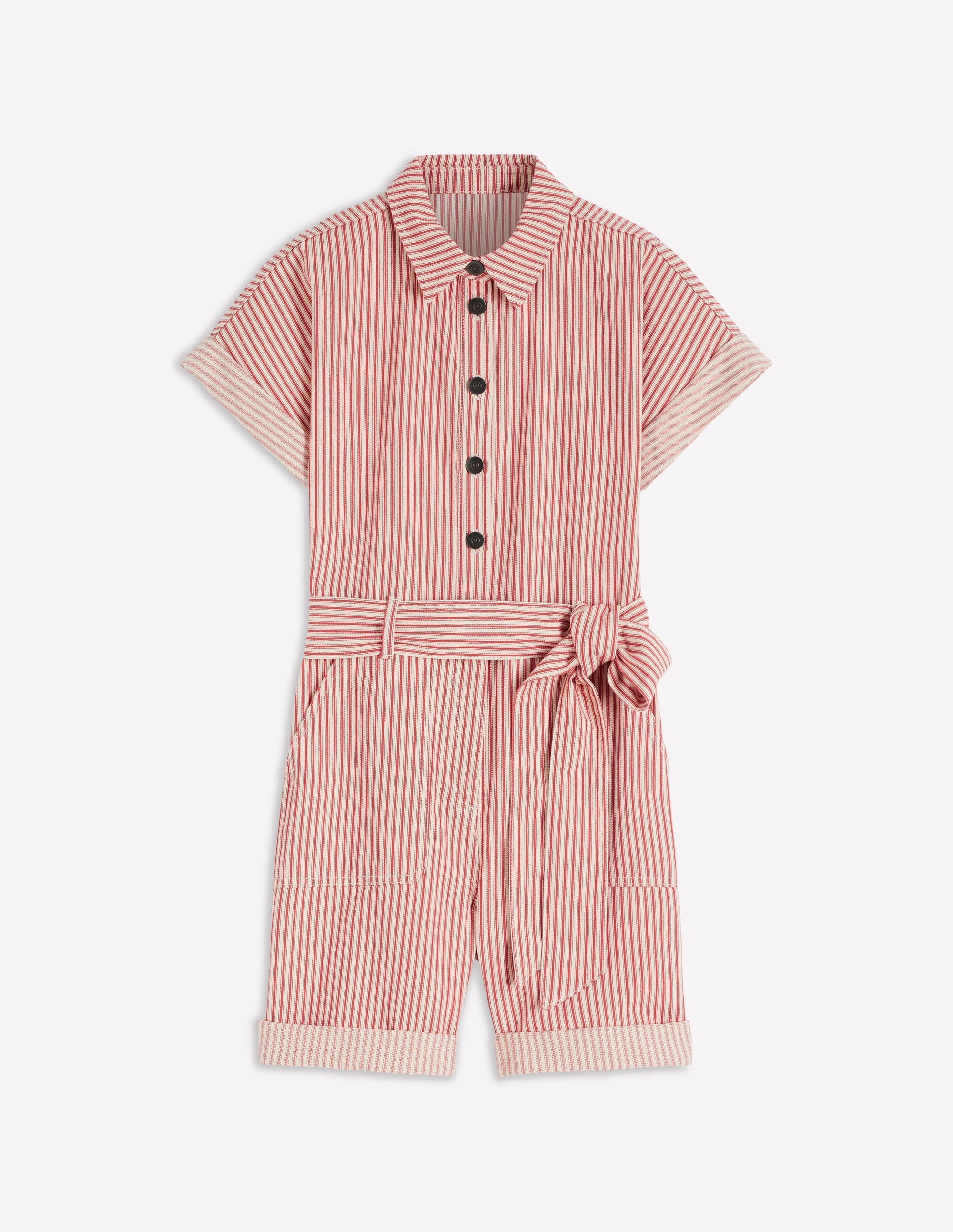Kay Denim Playsuit-Red Tram Stripe - Image 5
