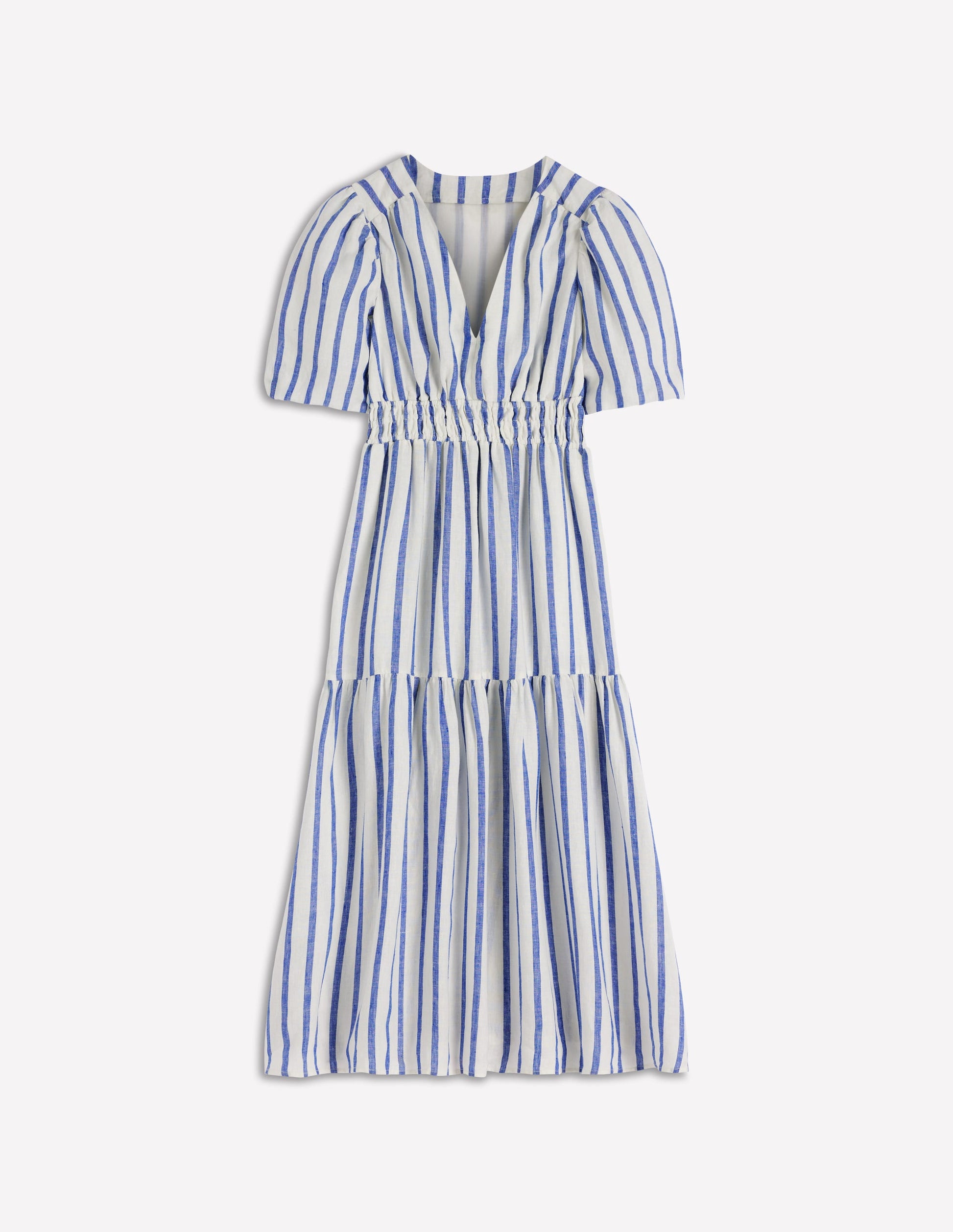 Irene Linen Midi Dress-Blue Stripe | Boden UK Irene Linen Midi Dress-Blue Stripe | Boden UK