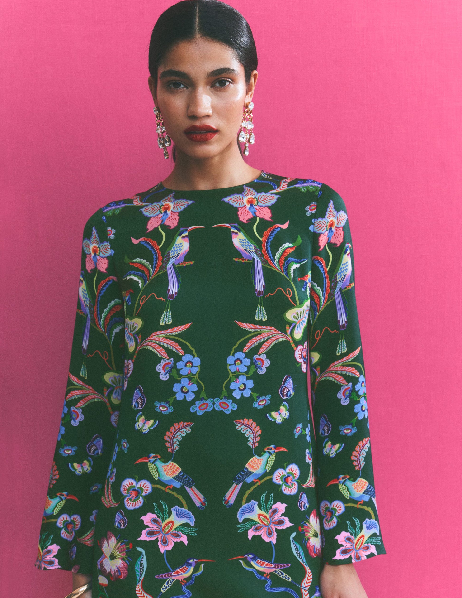 Flared Sleeve Shift Dress-Multi, Orchid Canopy-6