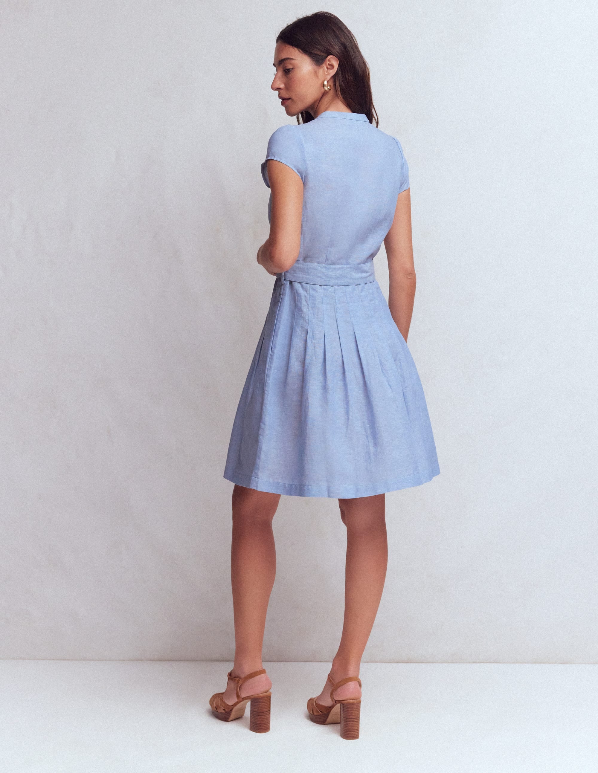 Arabella Short Linen Dress-Chambray - Image 3