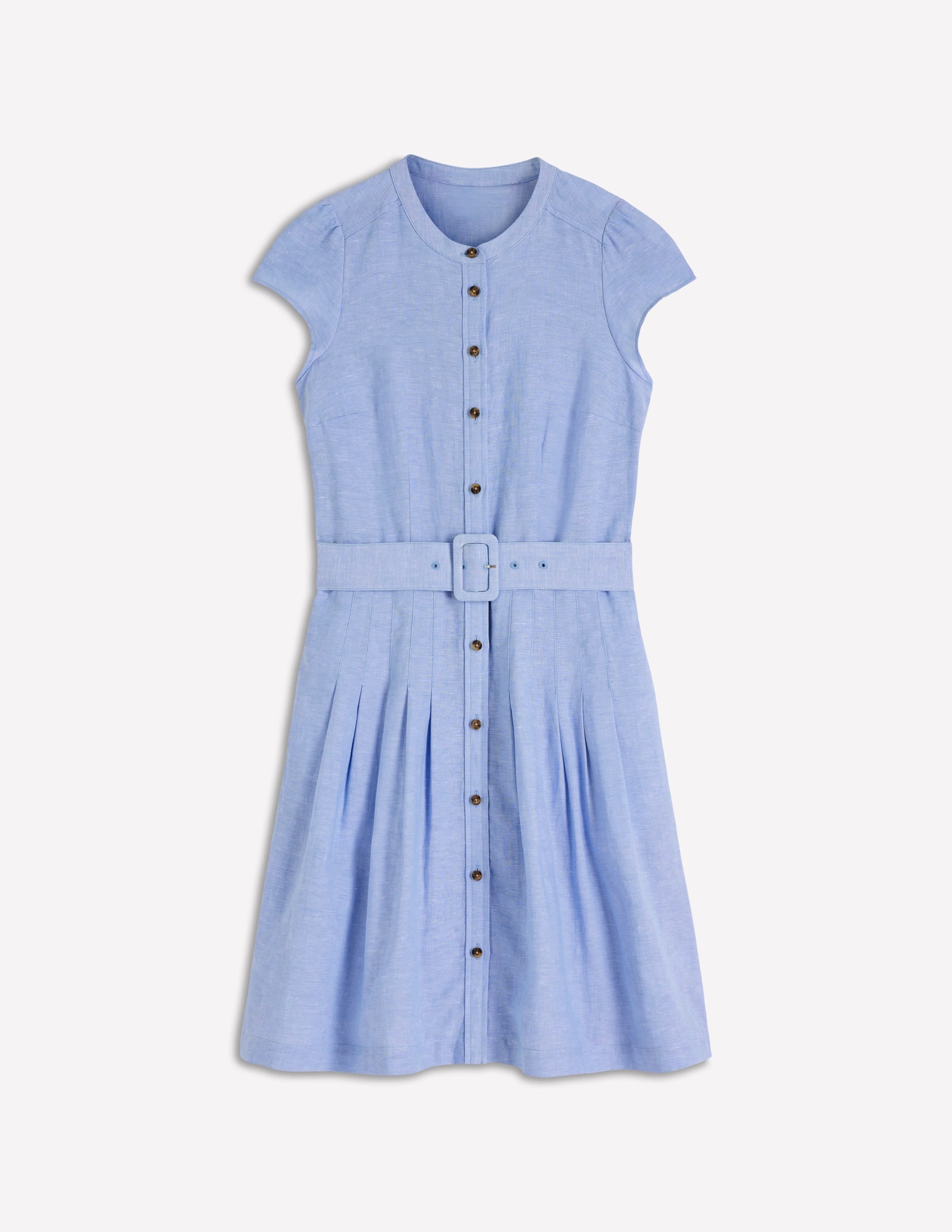 Arabella Short Linen Dress-Chambray - Image 6