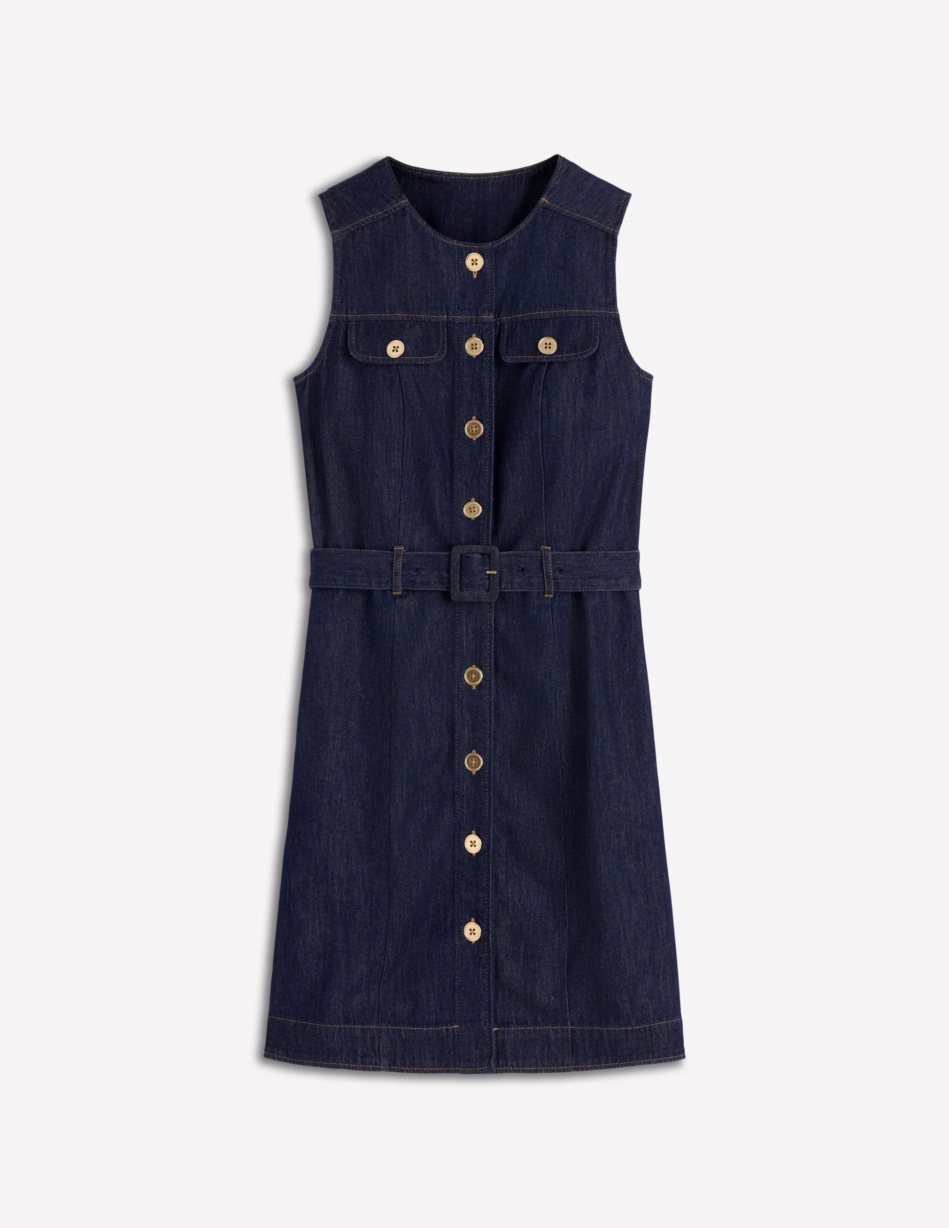 Short Gold Button Denim Dress-Indigo | Boden UK Short Gold Button Denim Dress-Indigo | Boden UK