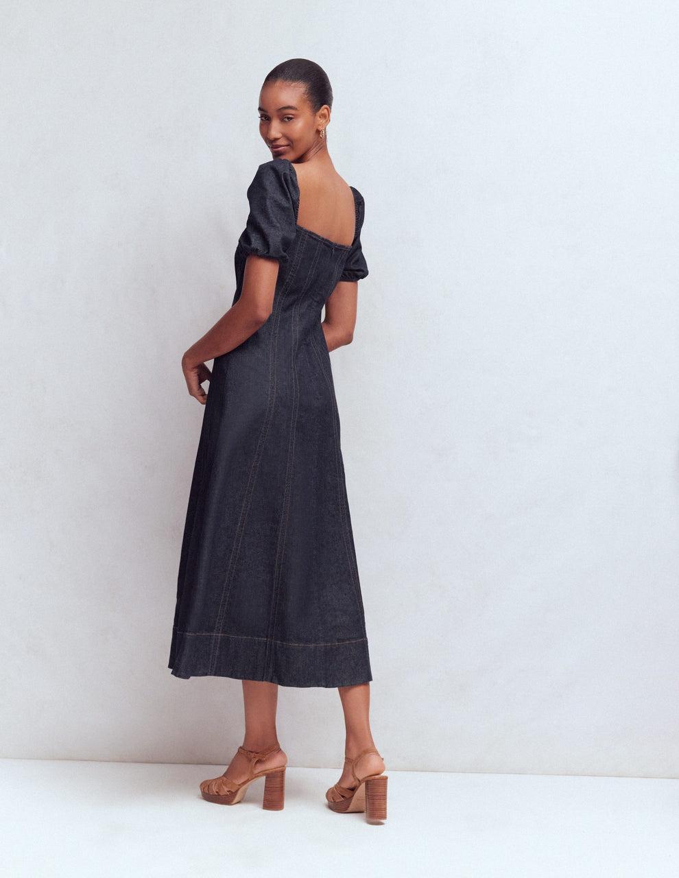 Puff Sleeve Denim Dress