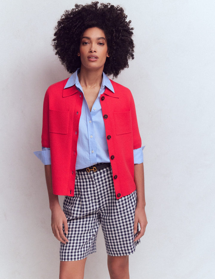 Short Sleeve Knit Shirt-Bright Cherry