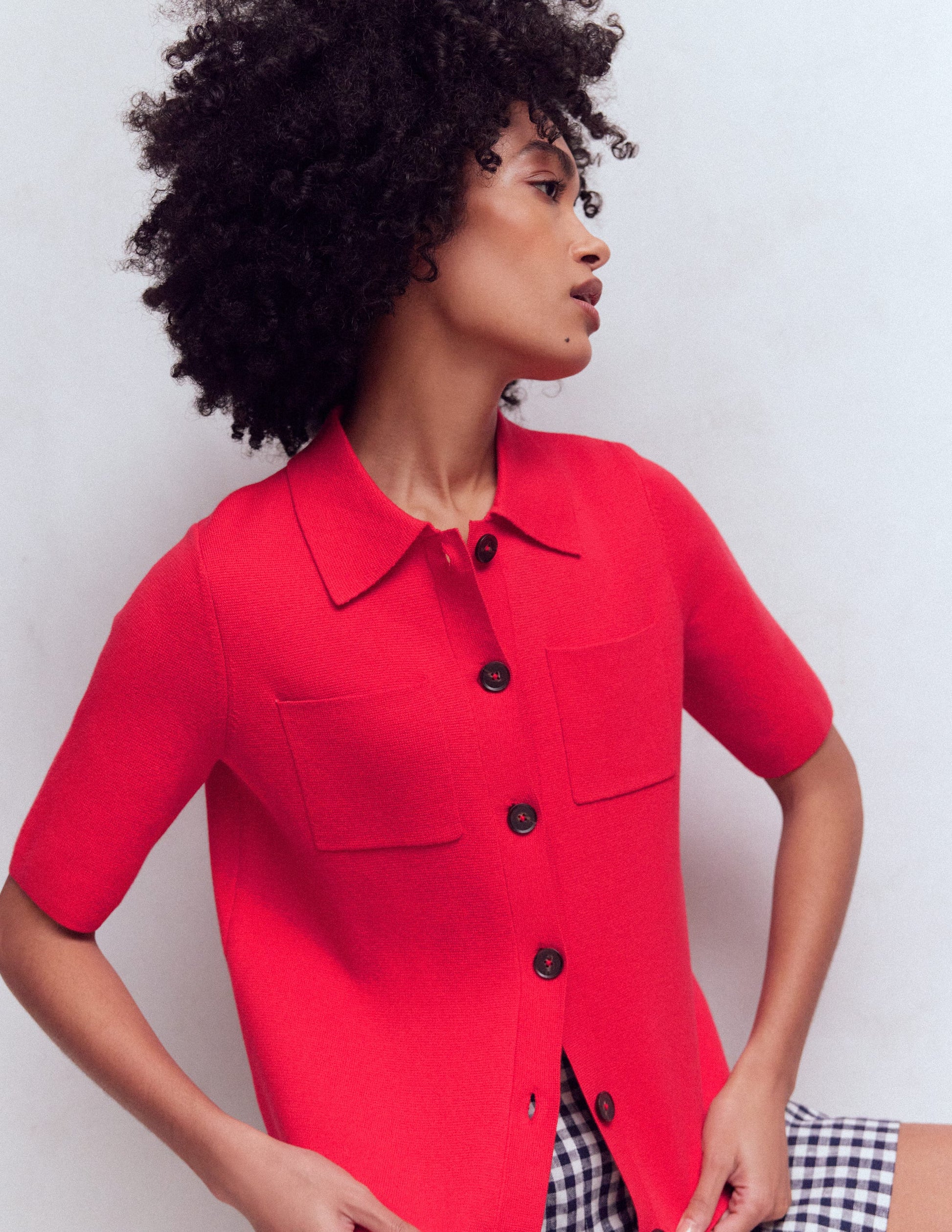 Short Sleeve Knit Shirt-Bright Cherry-4