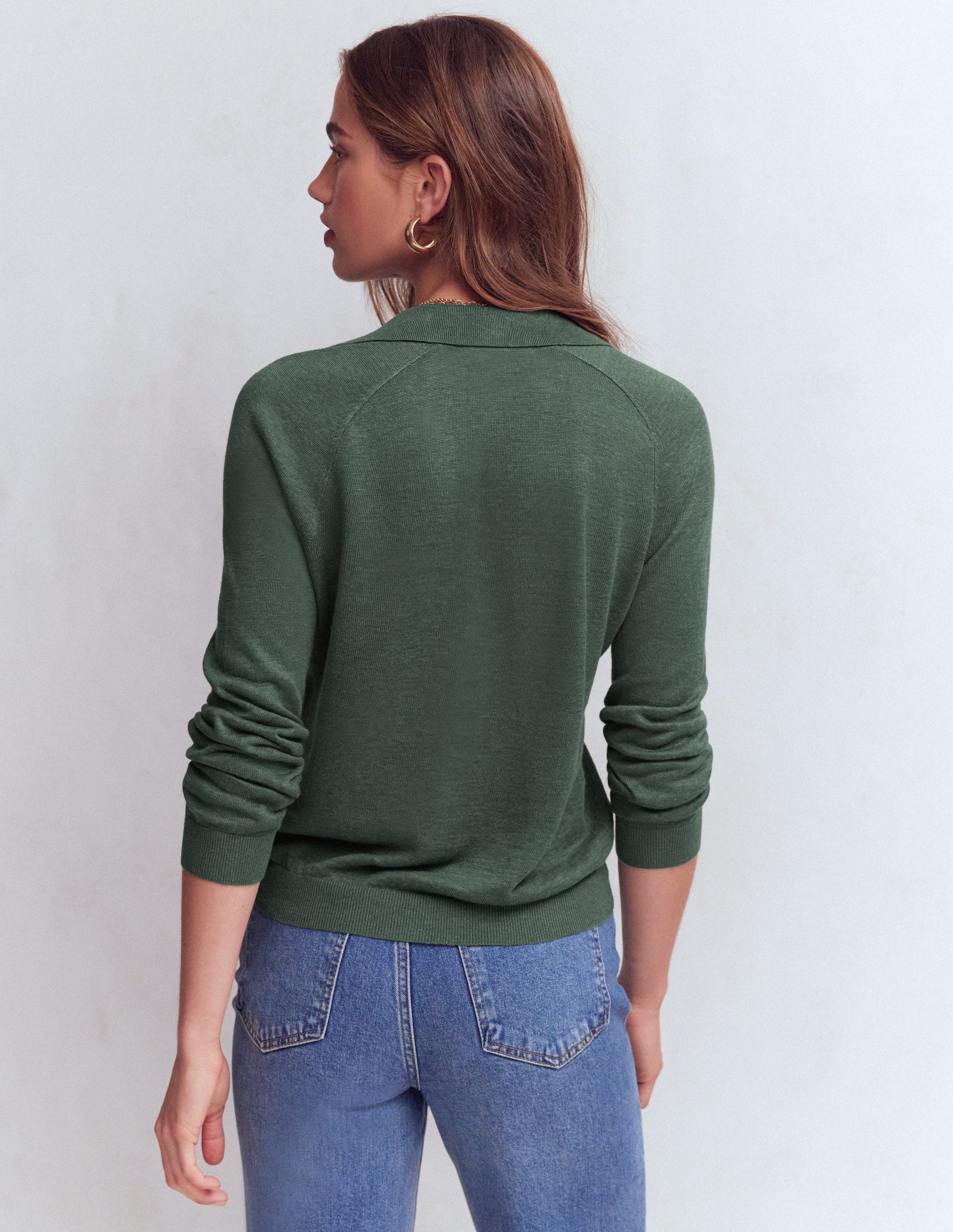 Agnes Collared Linen Jumper-Green Jasper-3