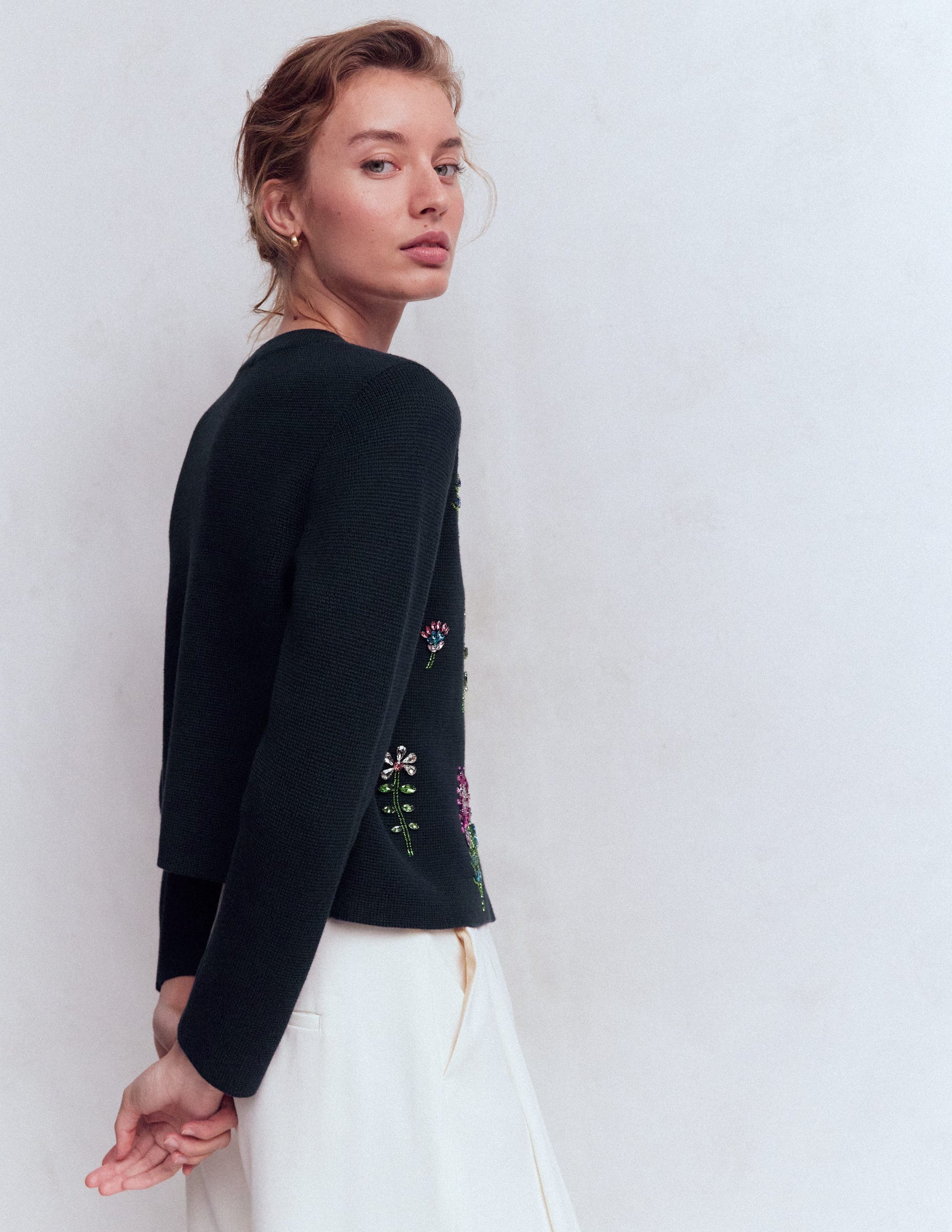 Embellished Knit Cardigan-Navy-3