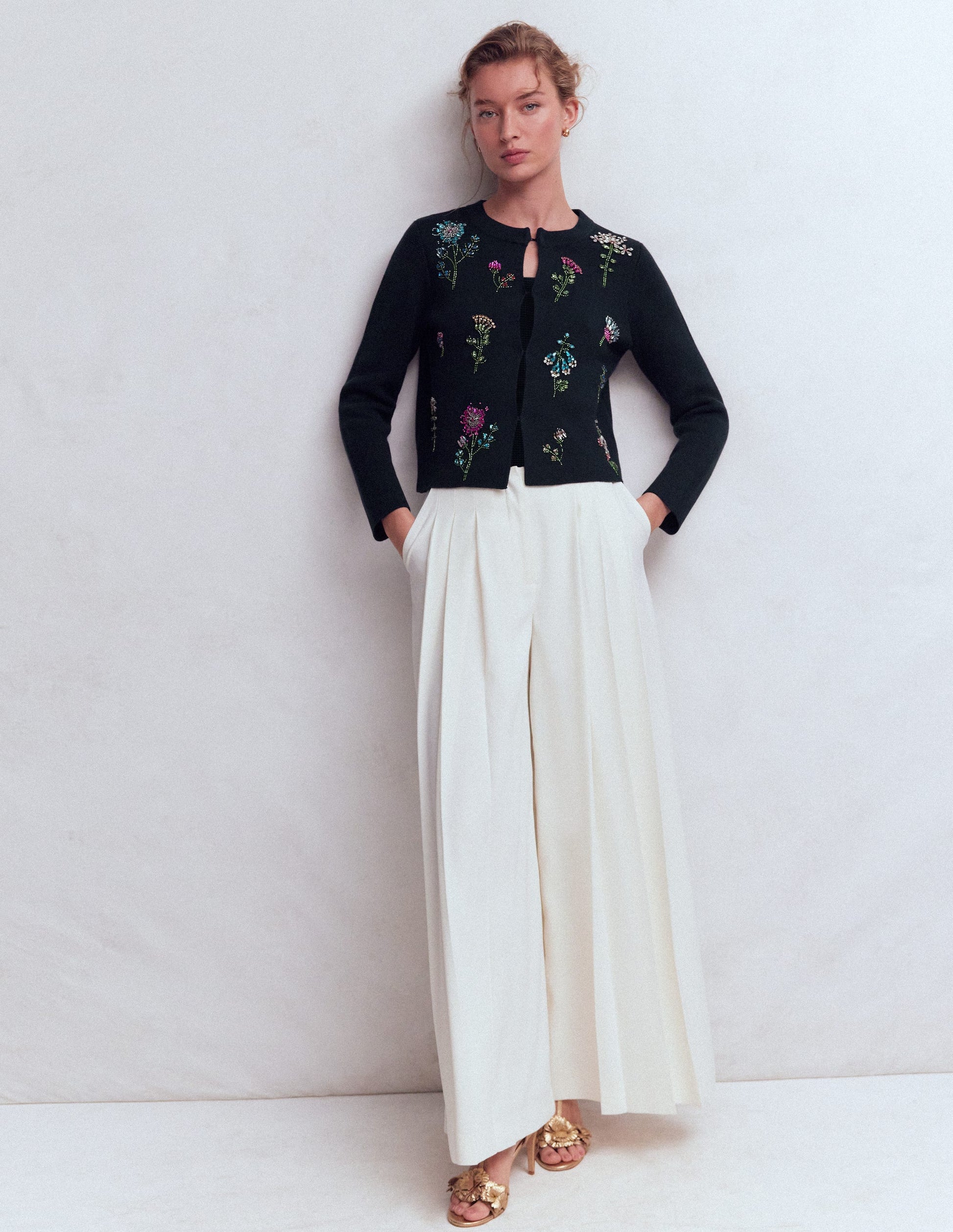 Embellished Knit Cardigan-Navy-4