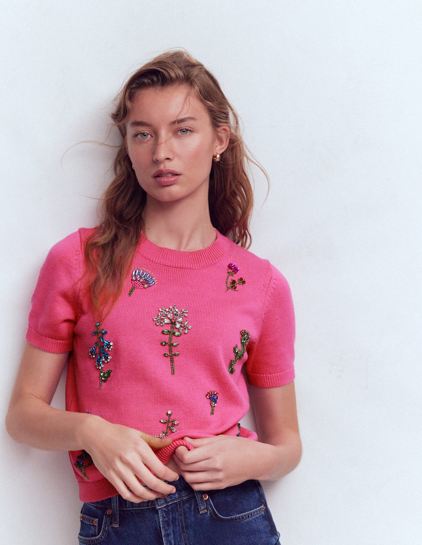 Embellished T-Shirt-Pink Punch