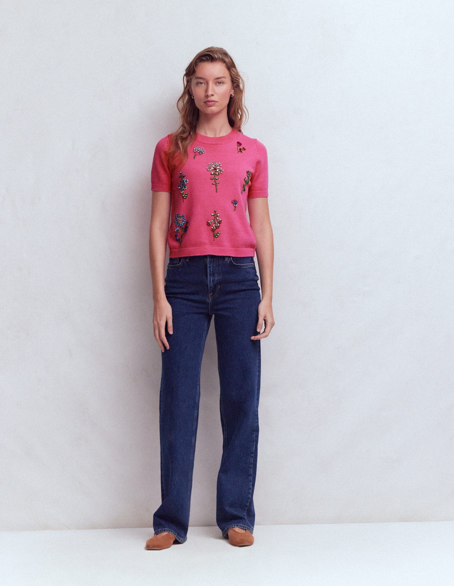 Embellished T-Shirt-Pink Punch