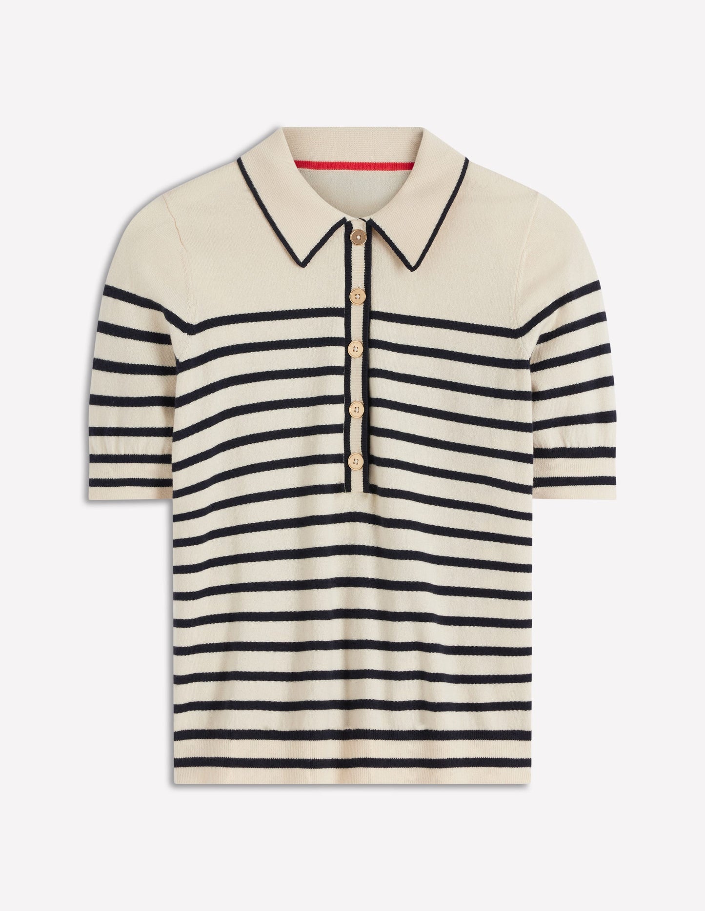 Liz Henley T-Shirt-Ivory. Navy