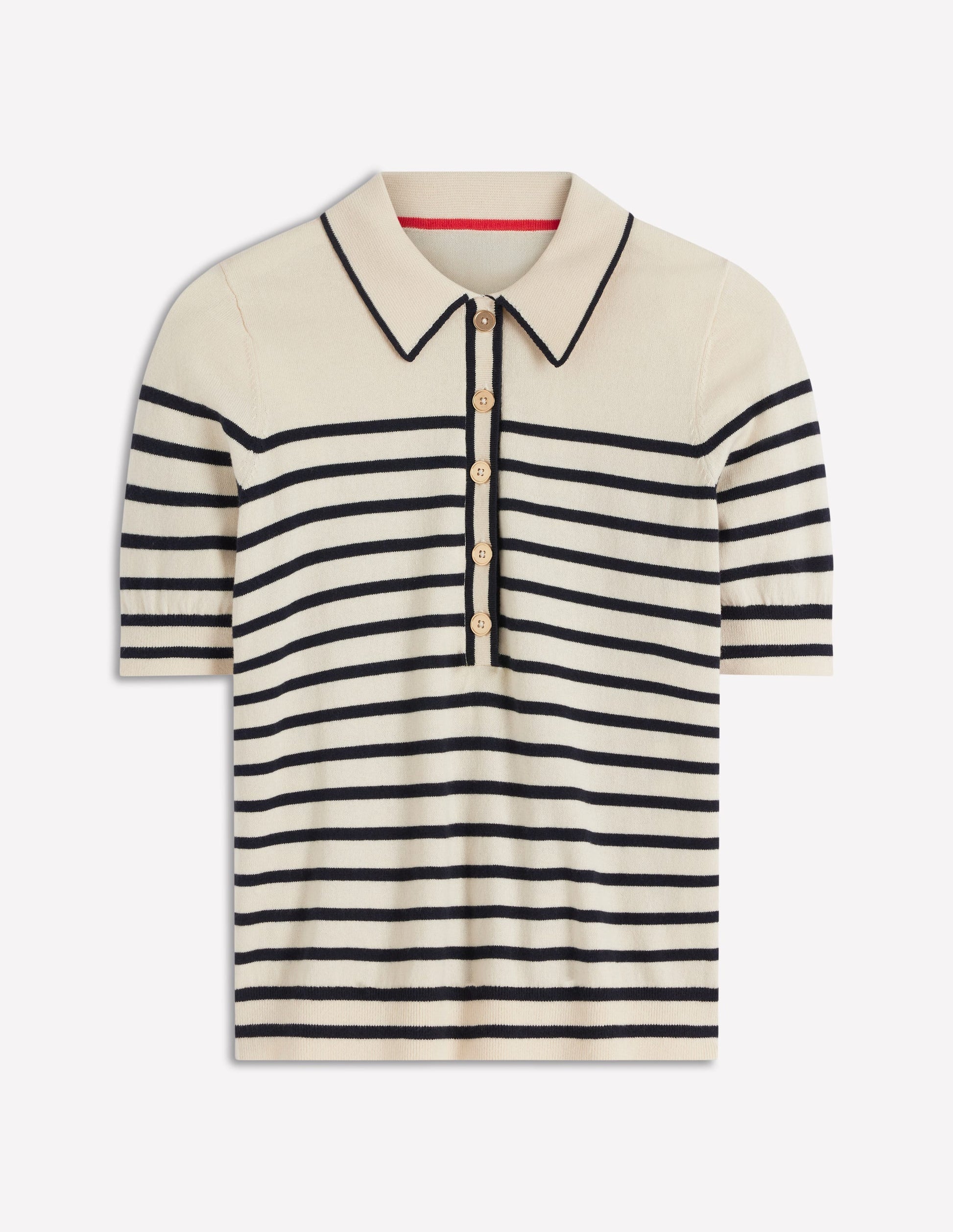 Liz Henley T-Shirt-Ivory. Navy-6