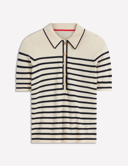 Liz Henley T-Shirt-Ivory. Navy-6