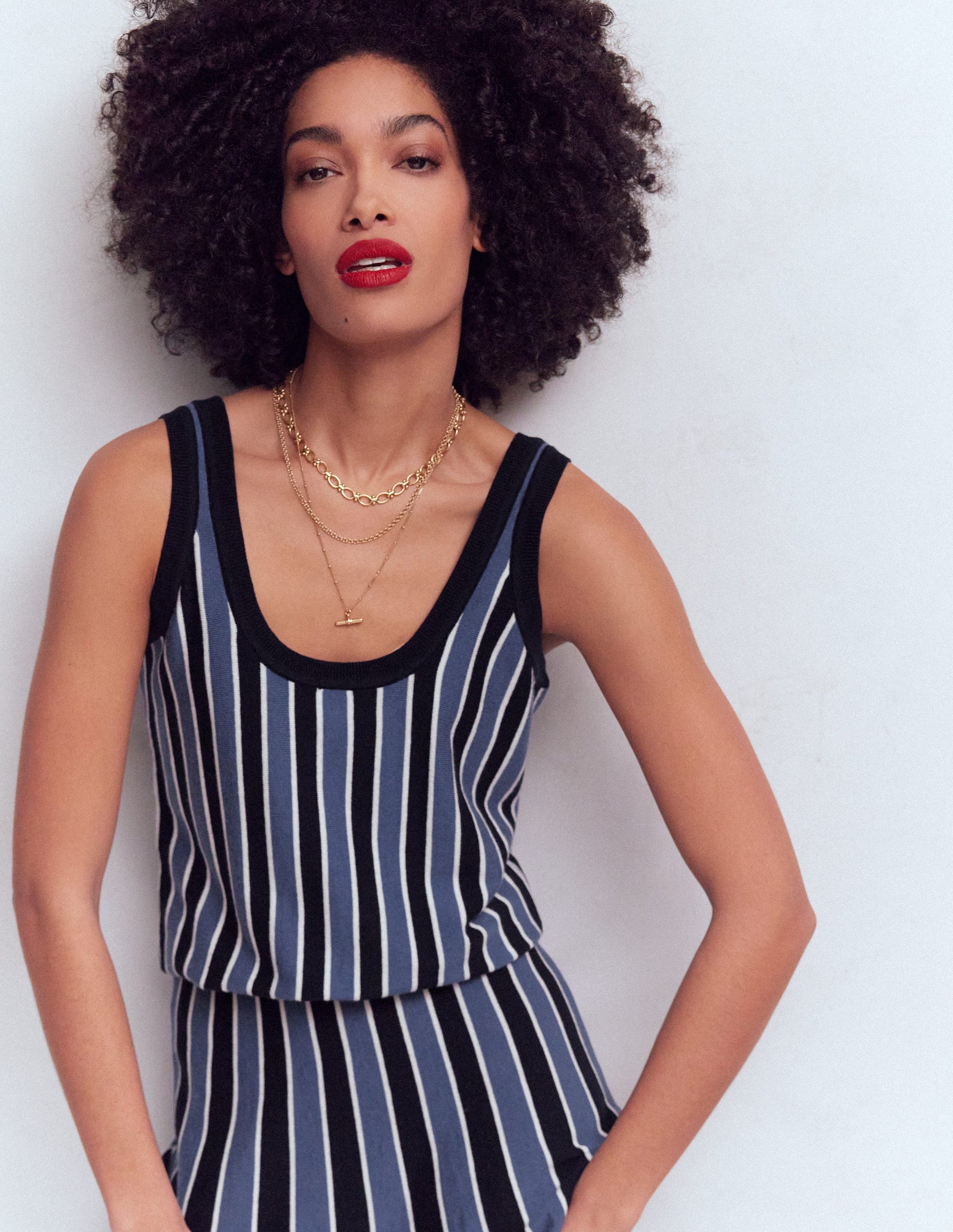 Liz Knitted Tank-True Navy Stripe-1