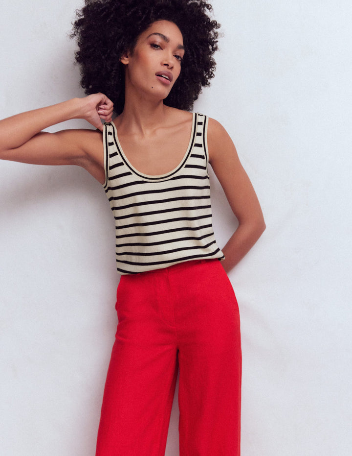 Liz Knitted Tank-Ivory, Navy