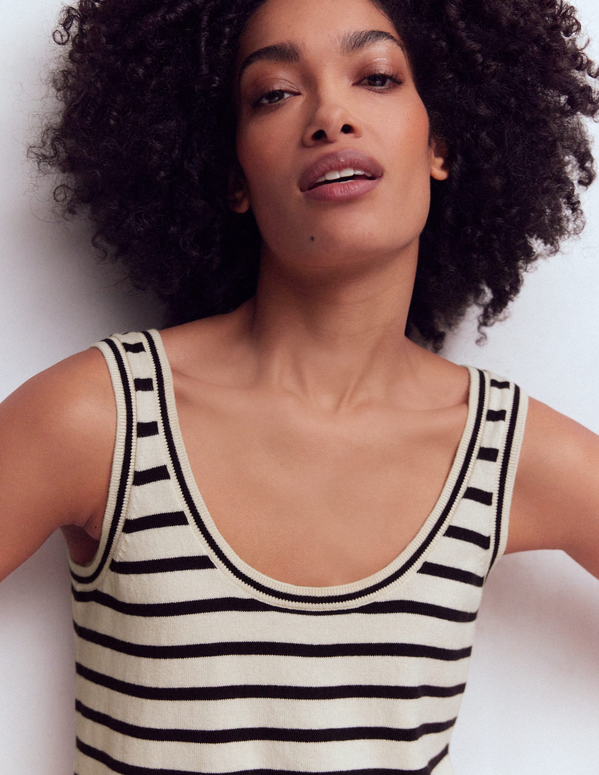 Liz Knitted Tank-Ivory, Navy-2