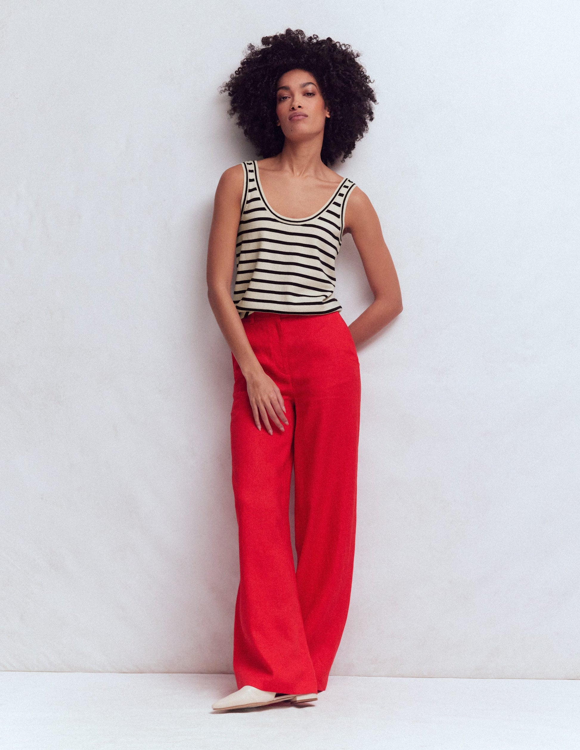 Liz Knitted Tank-Ivory, Navy-4