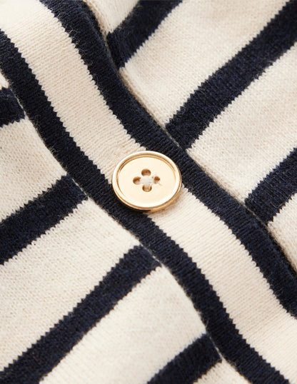 Liz Knitted Collared Cardigan-Ivory/ Navy-10