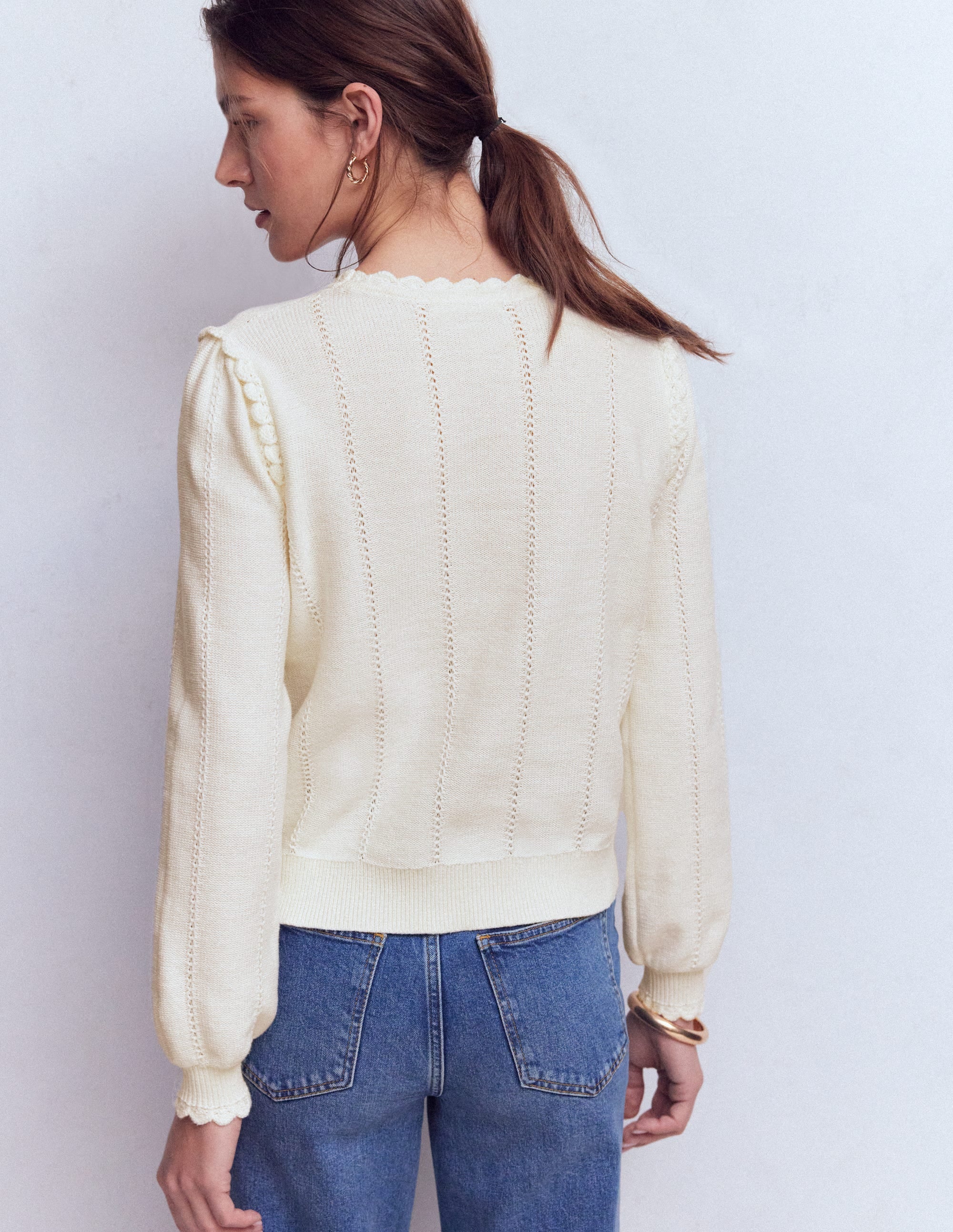 Valeria Crochet Trim Jumper-Warm Ivory , Embroidery - Image 3