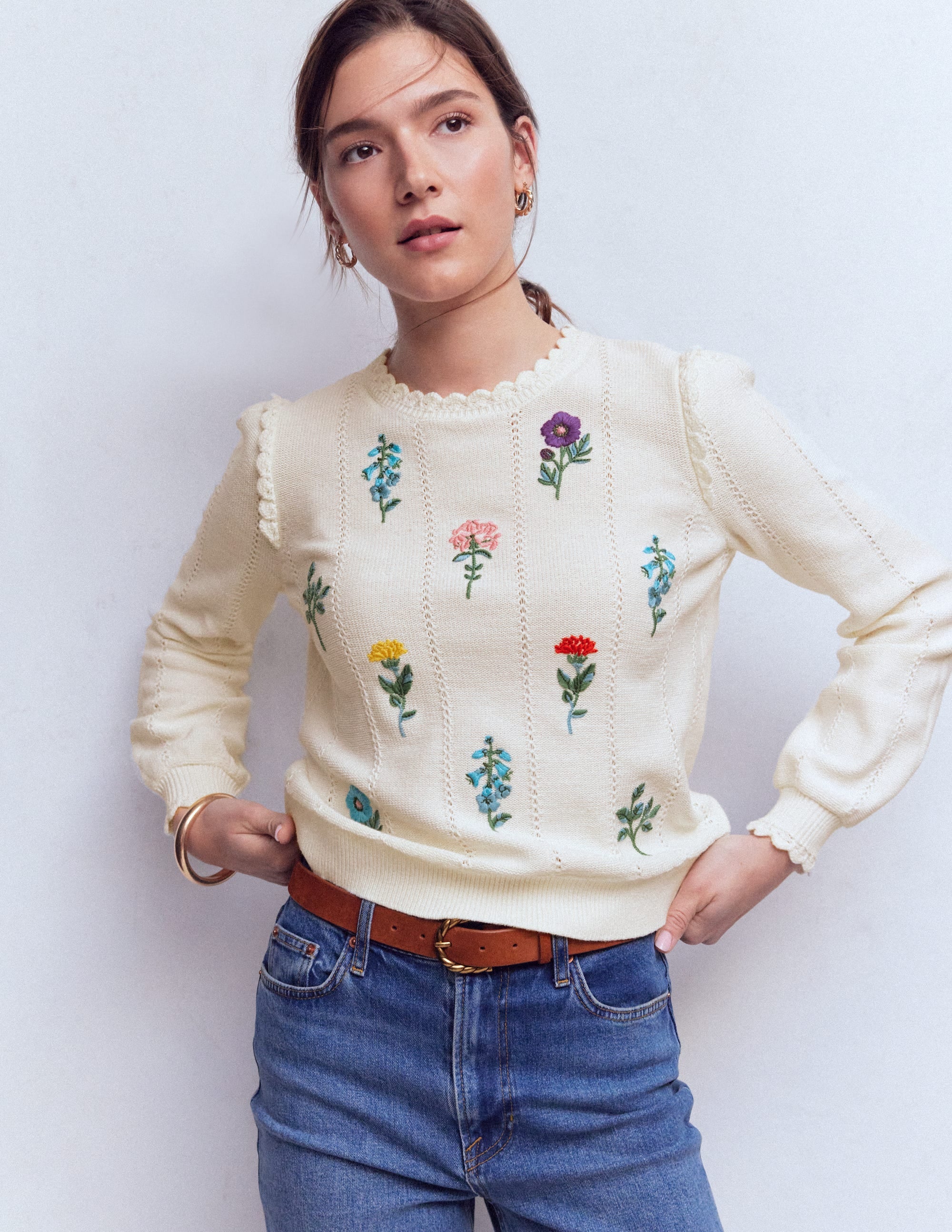 Valeria Crochet Trim Jumper-Warm Ivory , Embroidery - Image 4