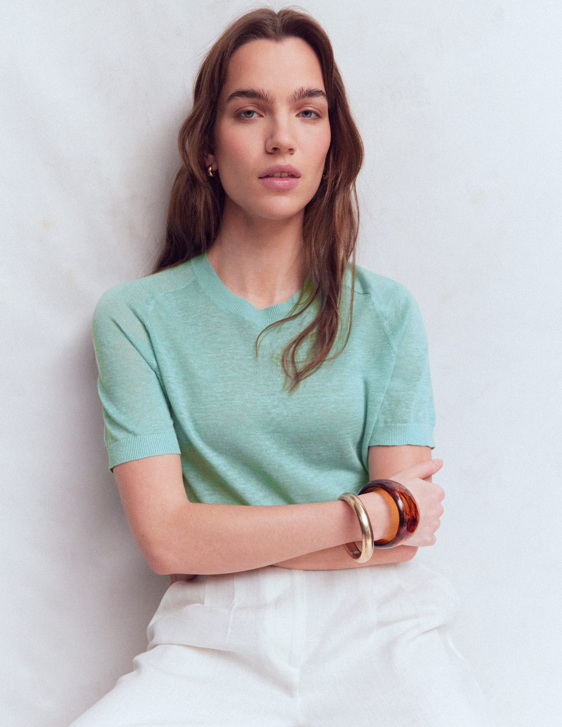 Agnes Linen Button T-Shirt-Seamist Blue-7