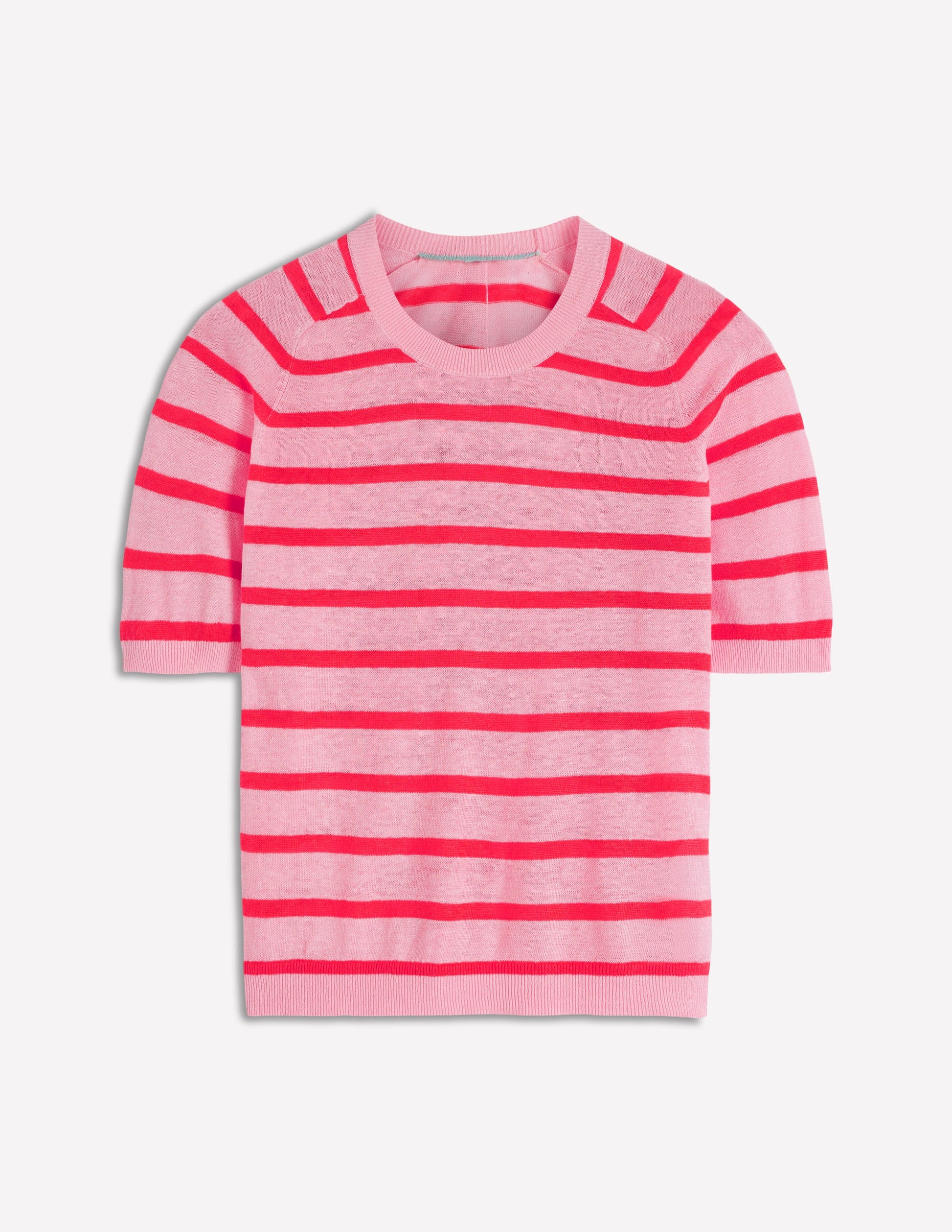 Agnes Linen Button T-Shirt-Sunkissed Coral / Formica Pink-5
