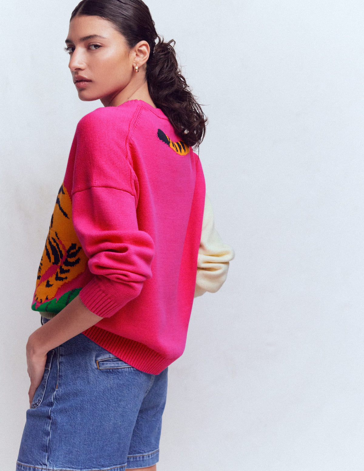 Novelty Jumper-Warm Ivory and Pink Tiger - Image 3