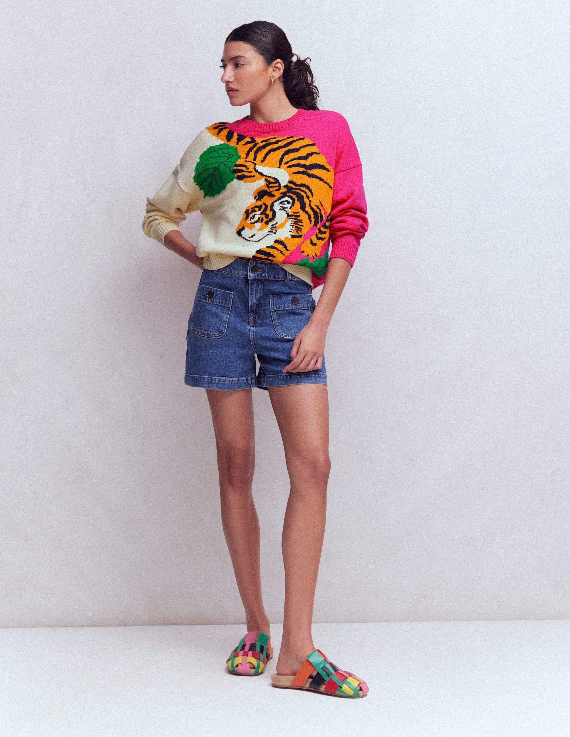Novelty Jumper-Warm Ivory and Pink Tiger - Image 4