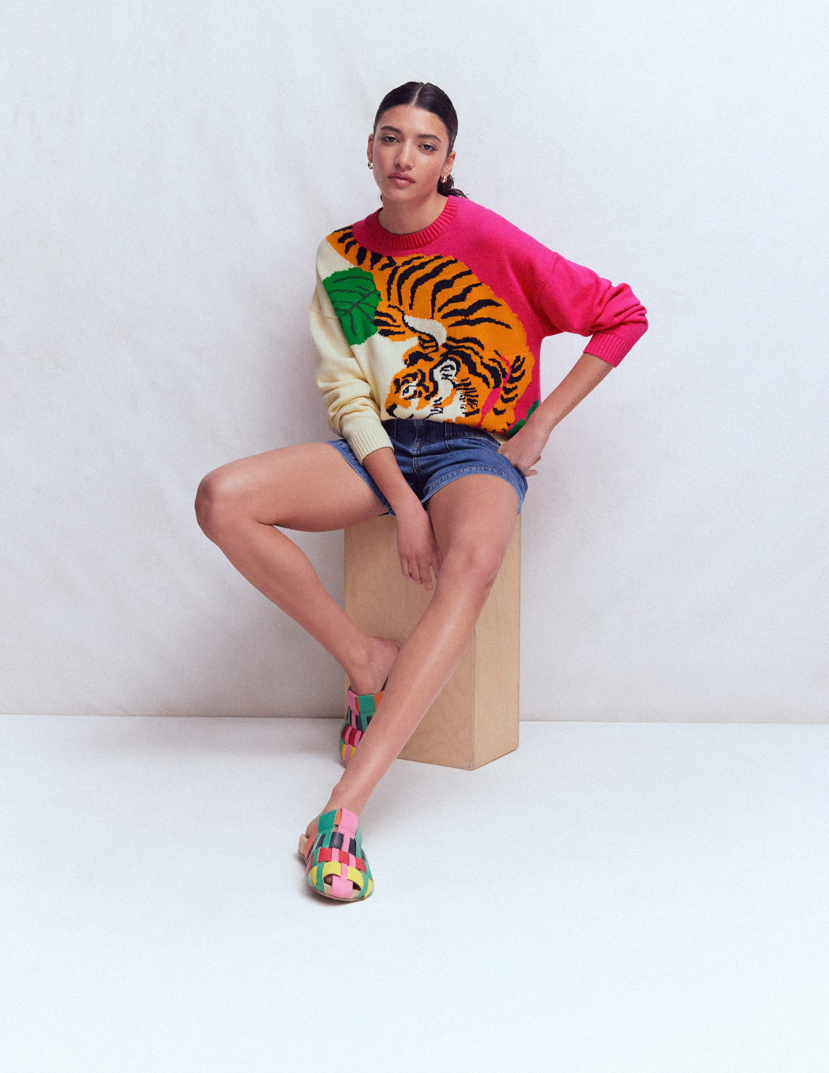 Novelty Jumper-Warm Ivory and Pink Tiger - Image 5
