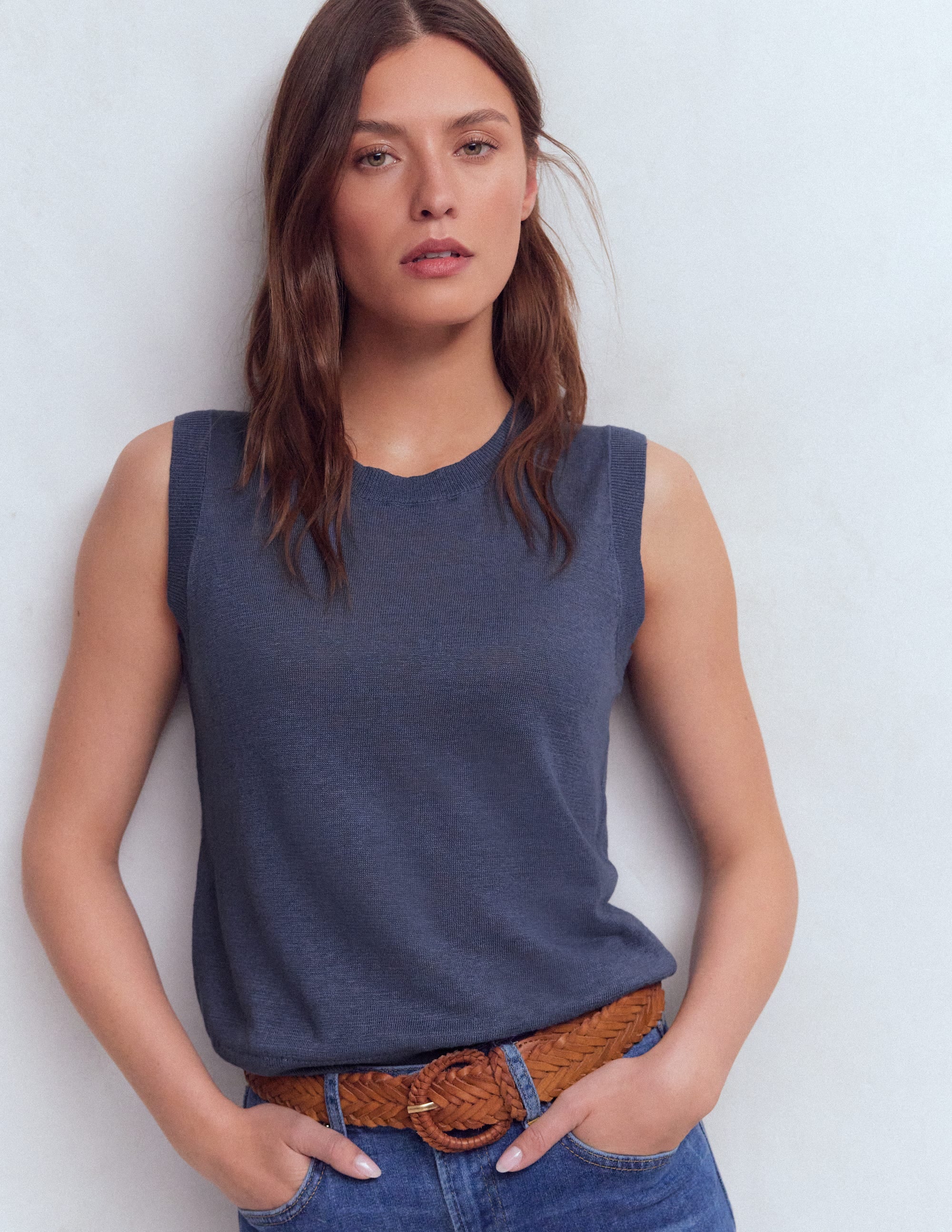 Agnes Linen Tank-Blue - Image 4