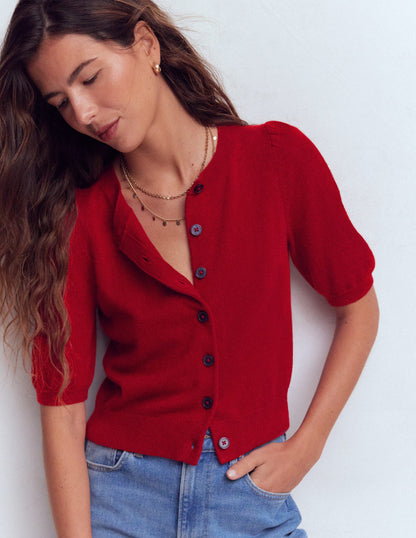 Pretty Cropped Cardigan-Ash Red-1
