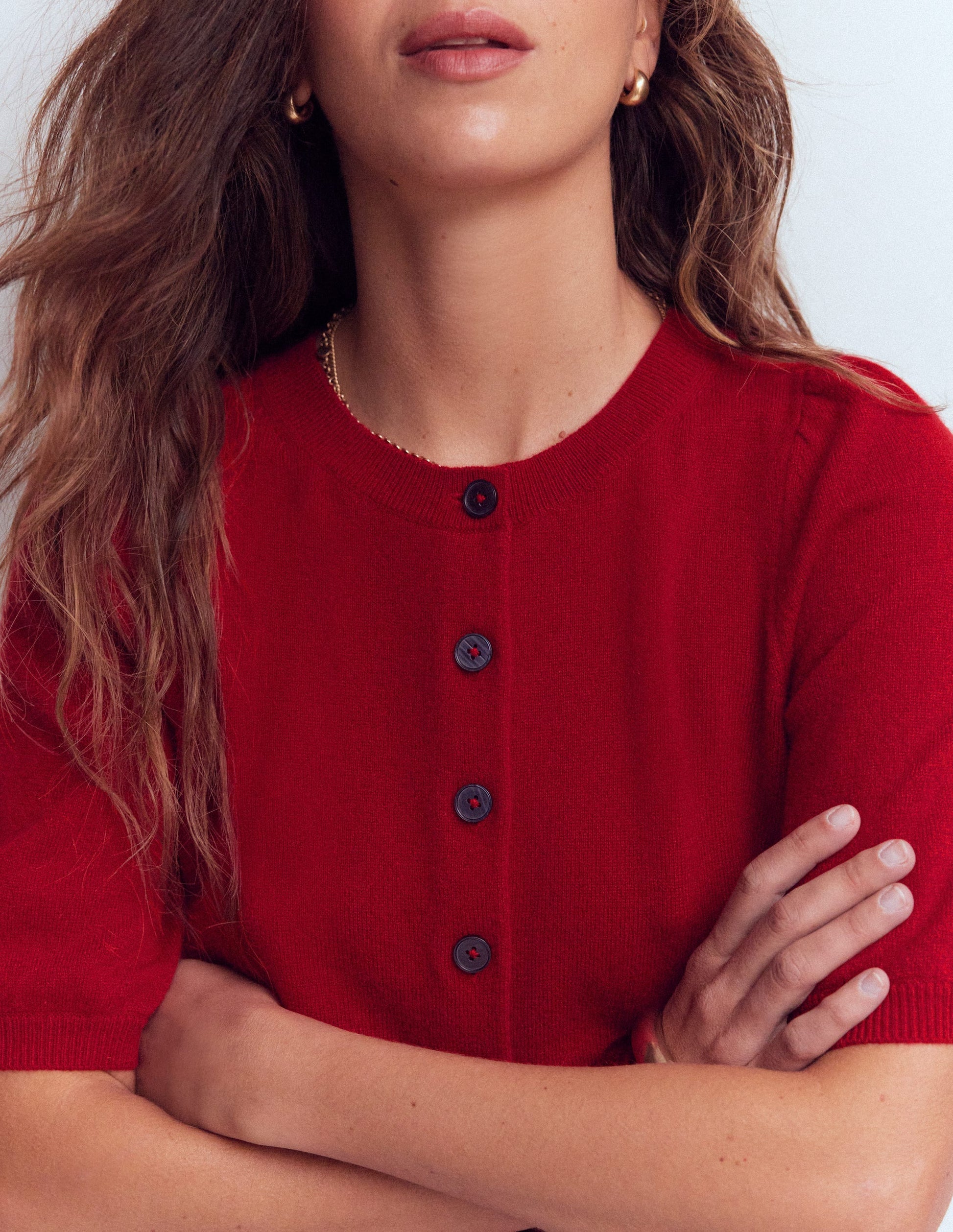 Pretty Cropped Cardigan-Ash Red-2