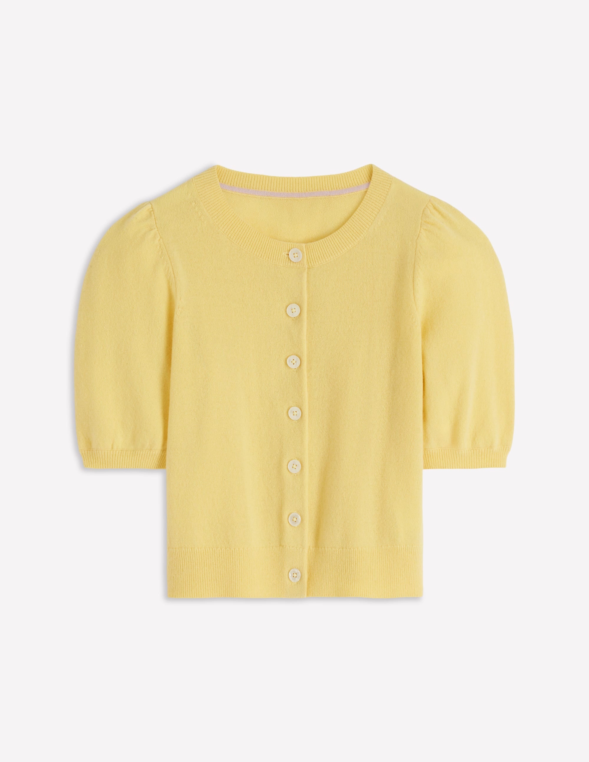 Cropped Cashmere Cardigan-Sandstone Yellow - Image 8