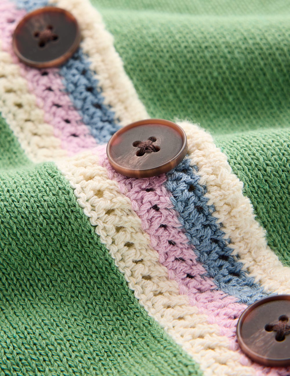 Crochet Trim Cardigan-Green-7