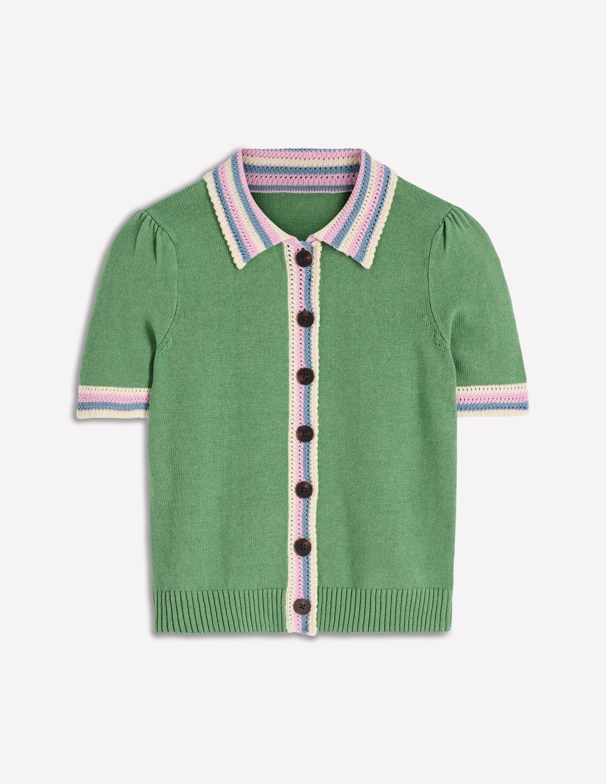 Crochet Trim Cardigan-Green-6