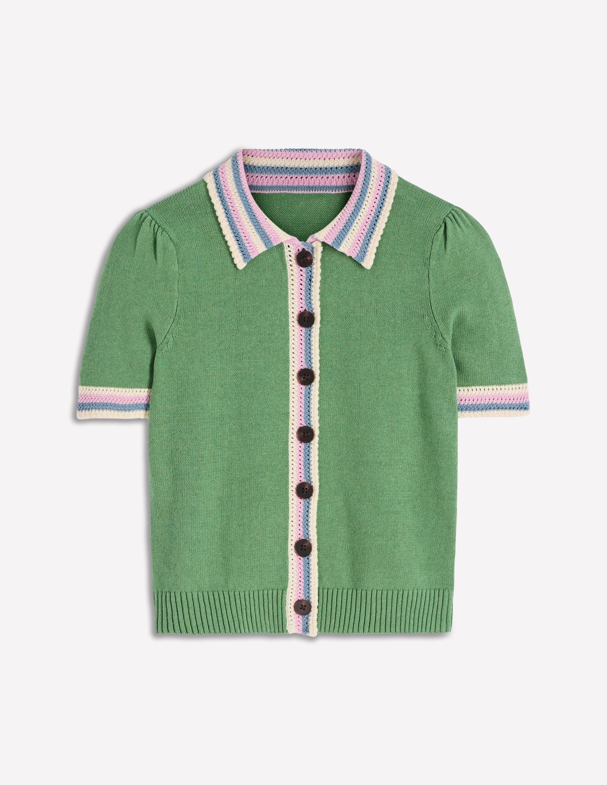 Saffron Crochet Trim Cardigan-Green - Image 6