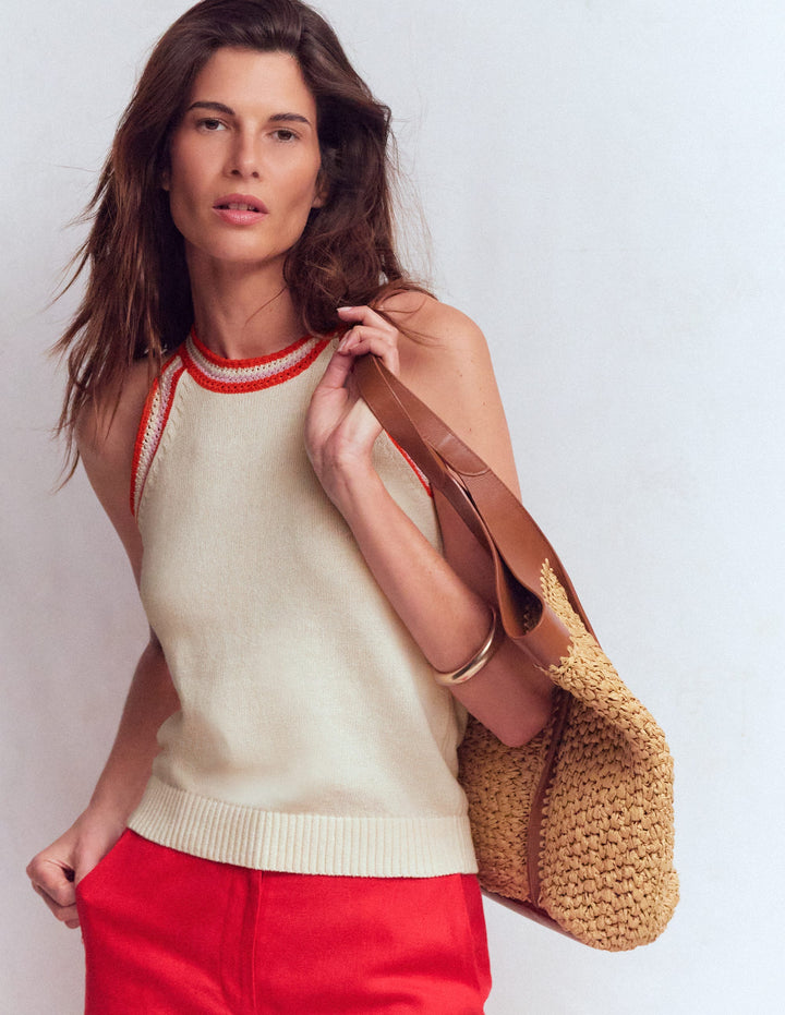 Saffron Crochet Racer Tank-Ivory
