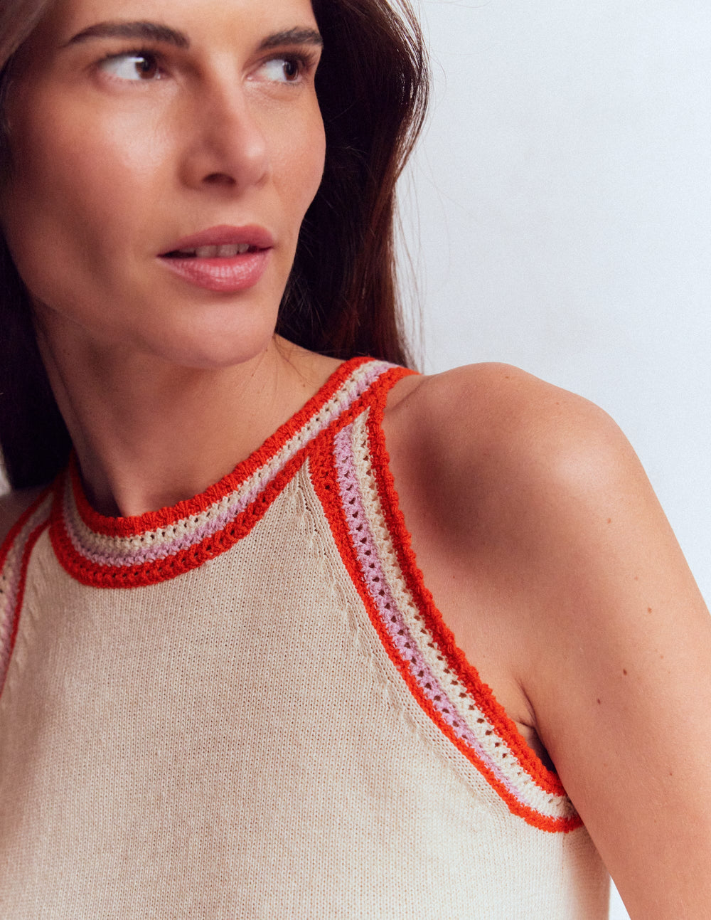 Wsum 1000 Saffron Crochet Racer Tank - Ivory | Boden UK