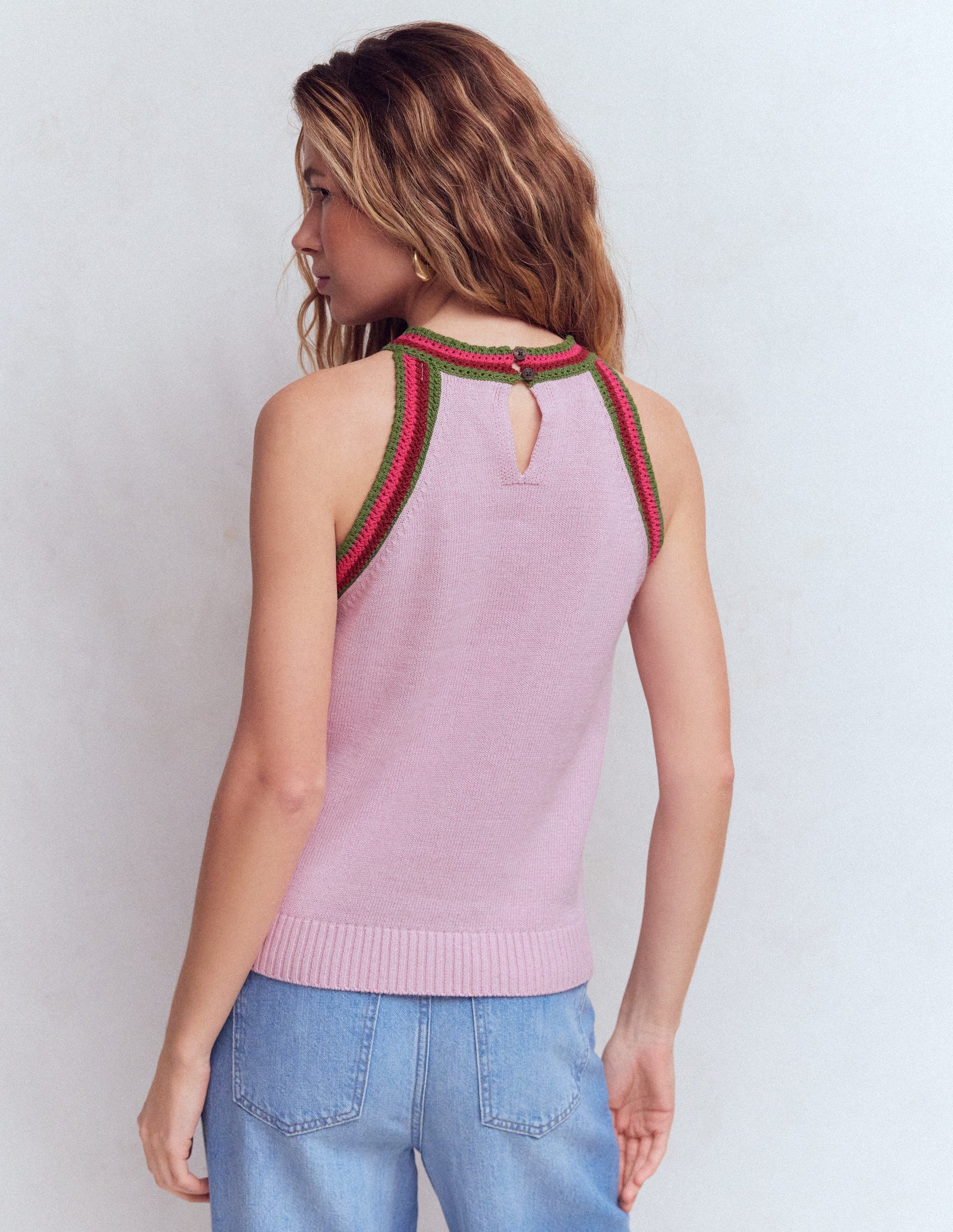 Saffron Crochet Racer Tank-Pink-3