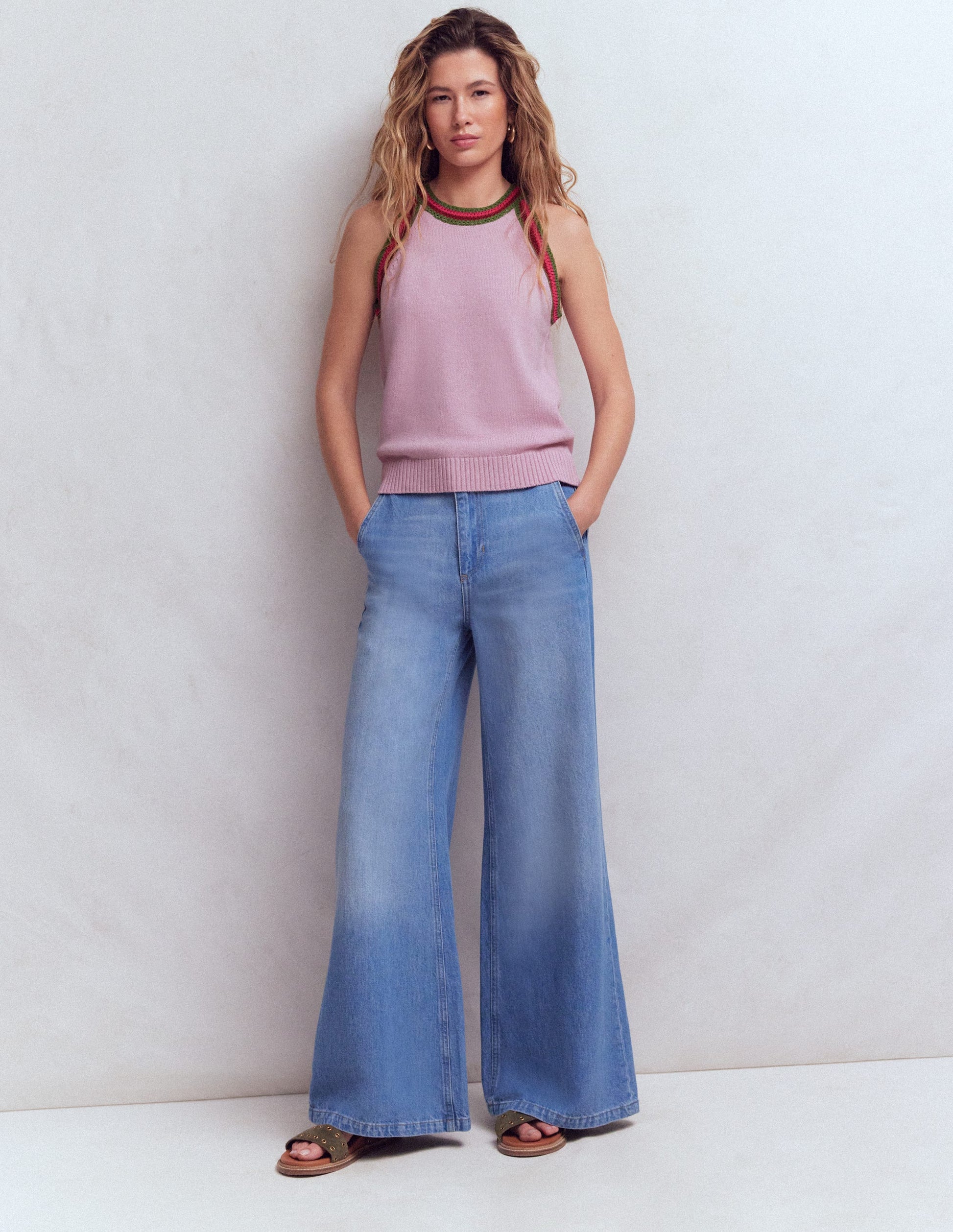 Saffron Crochet Racer Tank-Pink-4