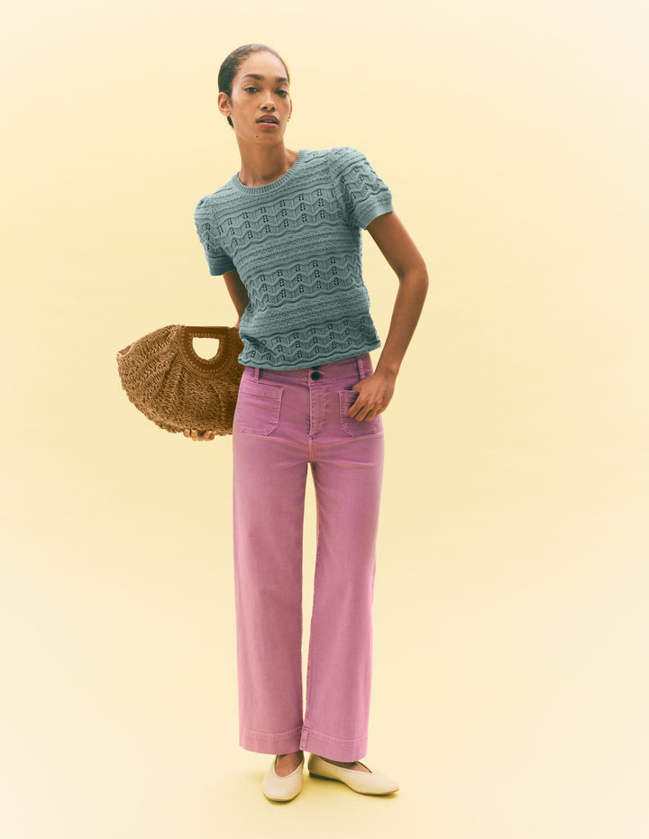 Monica Knitted T-Shirt-Blue