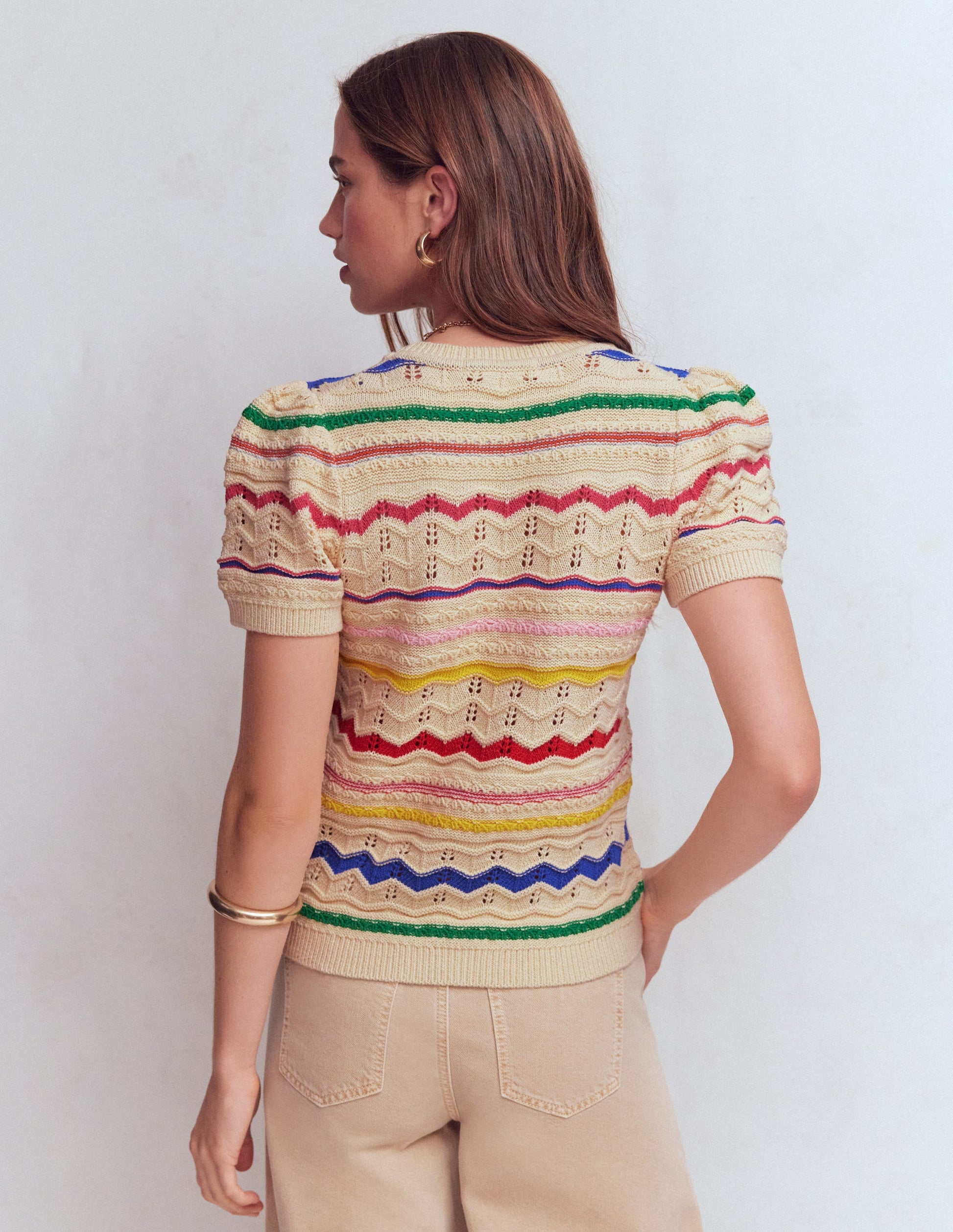 Monica Knitted T-Shirt-Multi Stripe-3