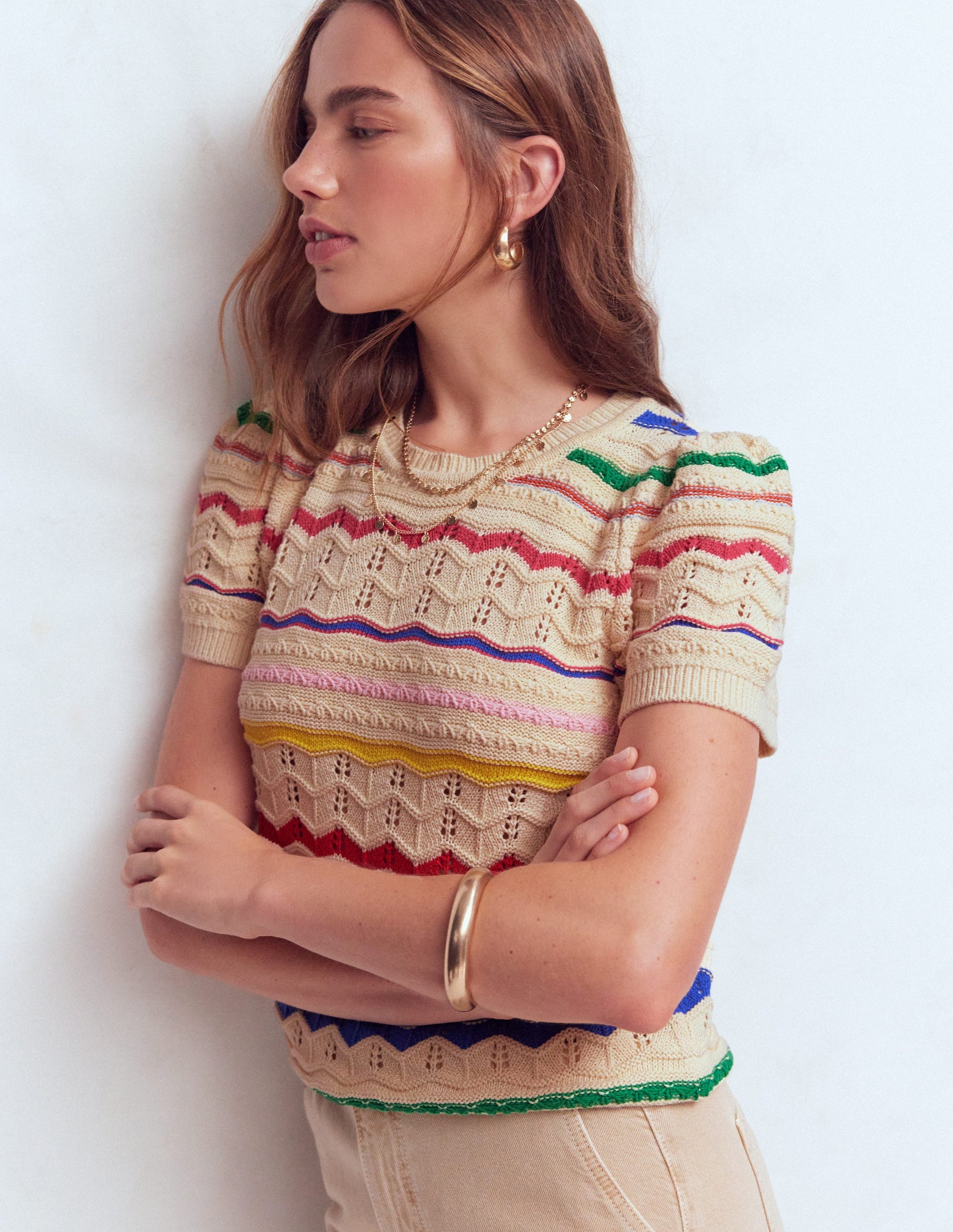 Monica Knitted T-Shirt-Multi Stripe-5