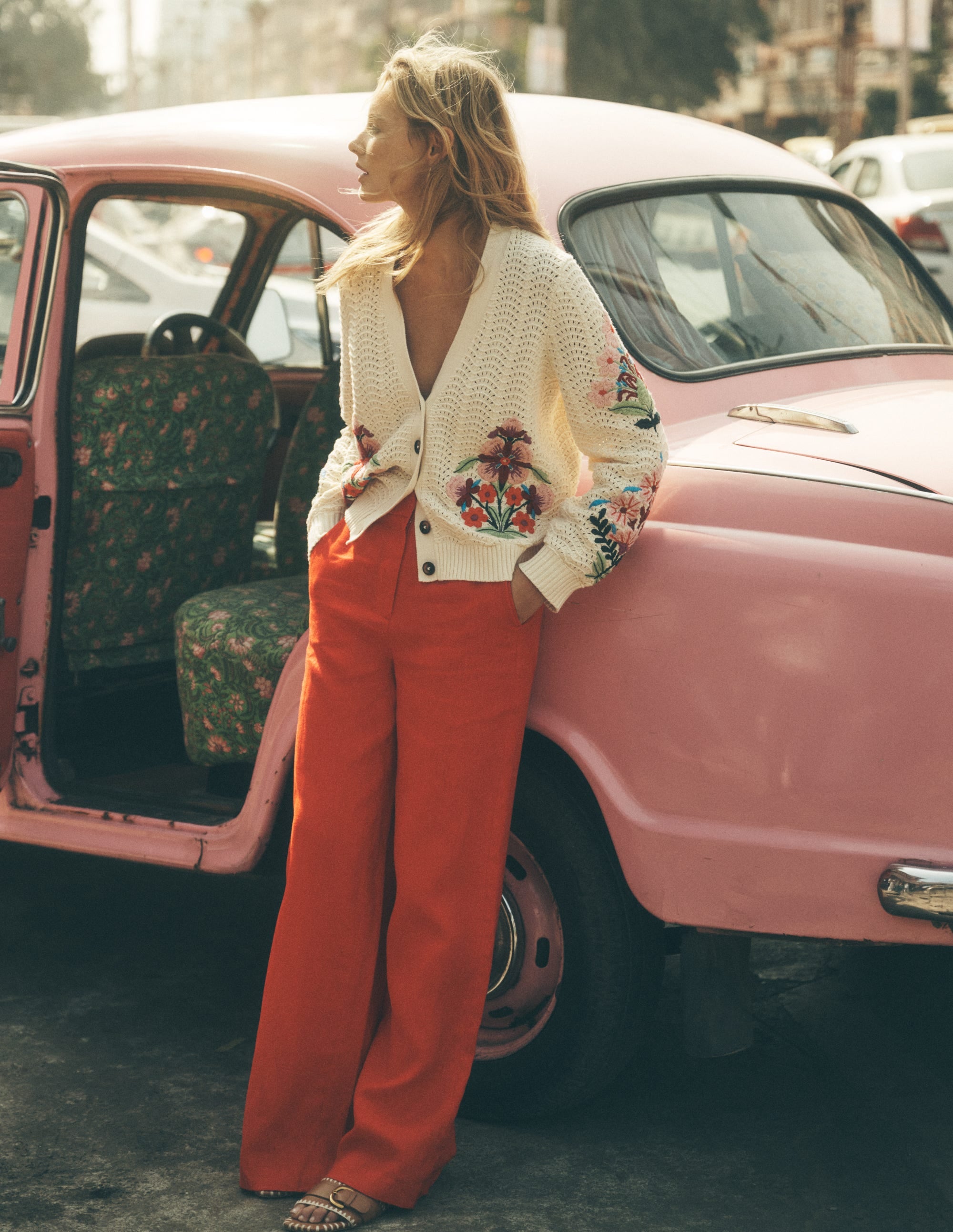 Relaxed Cotton Stitch Cardigan-Ivory, Embroidery - Image 6