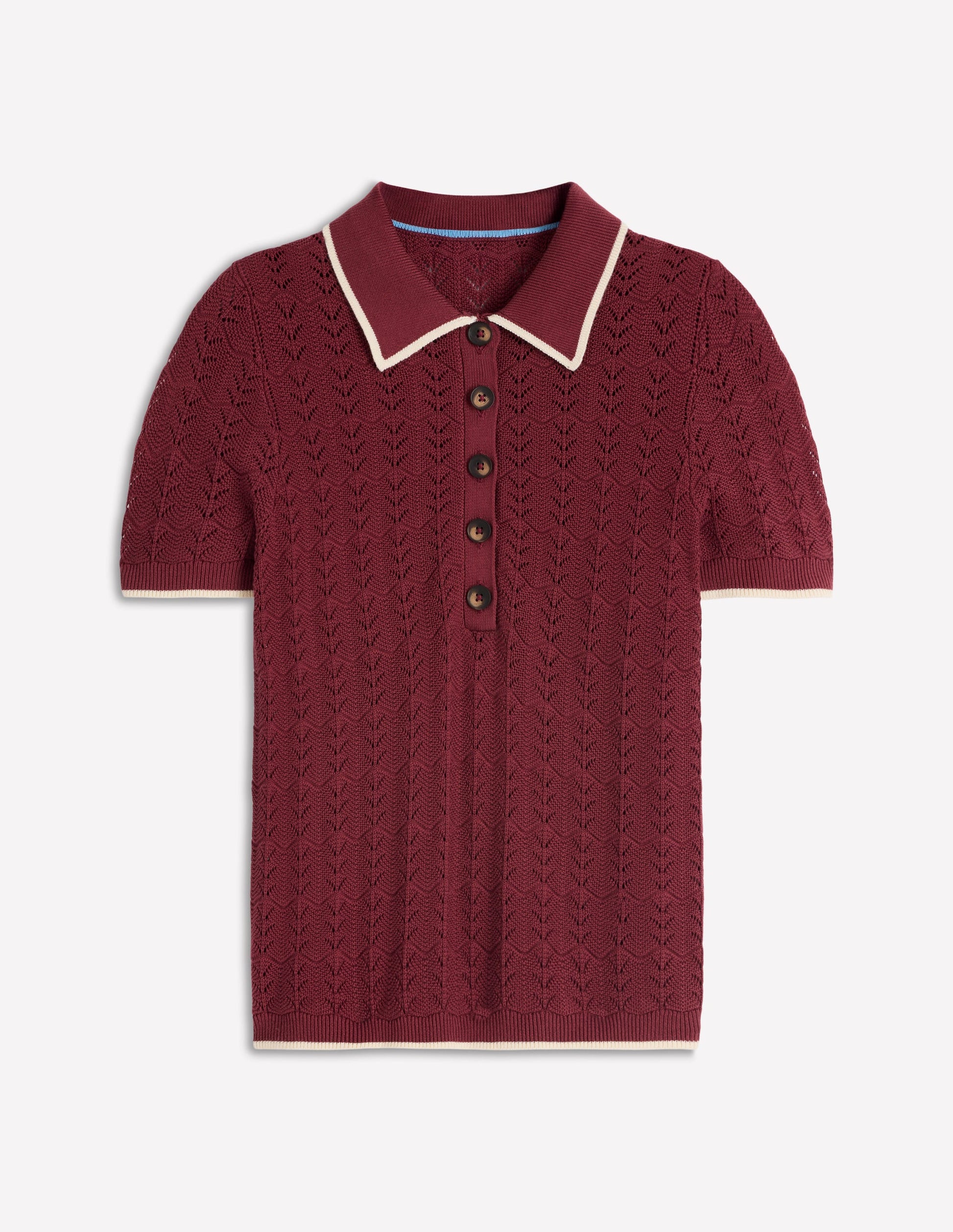 Pointelle Henley T-shirt-Rich Chestnut-5