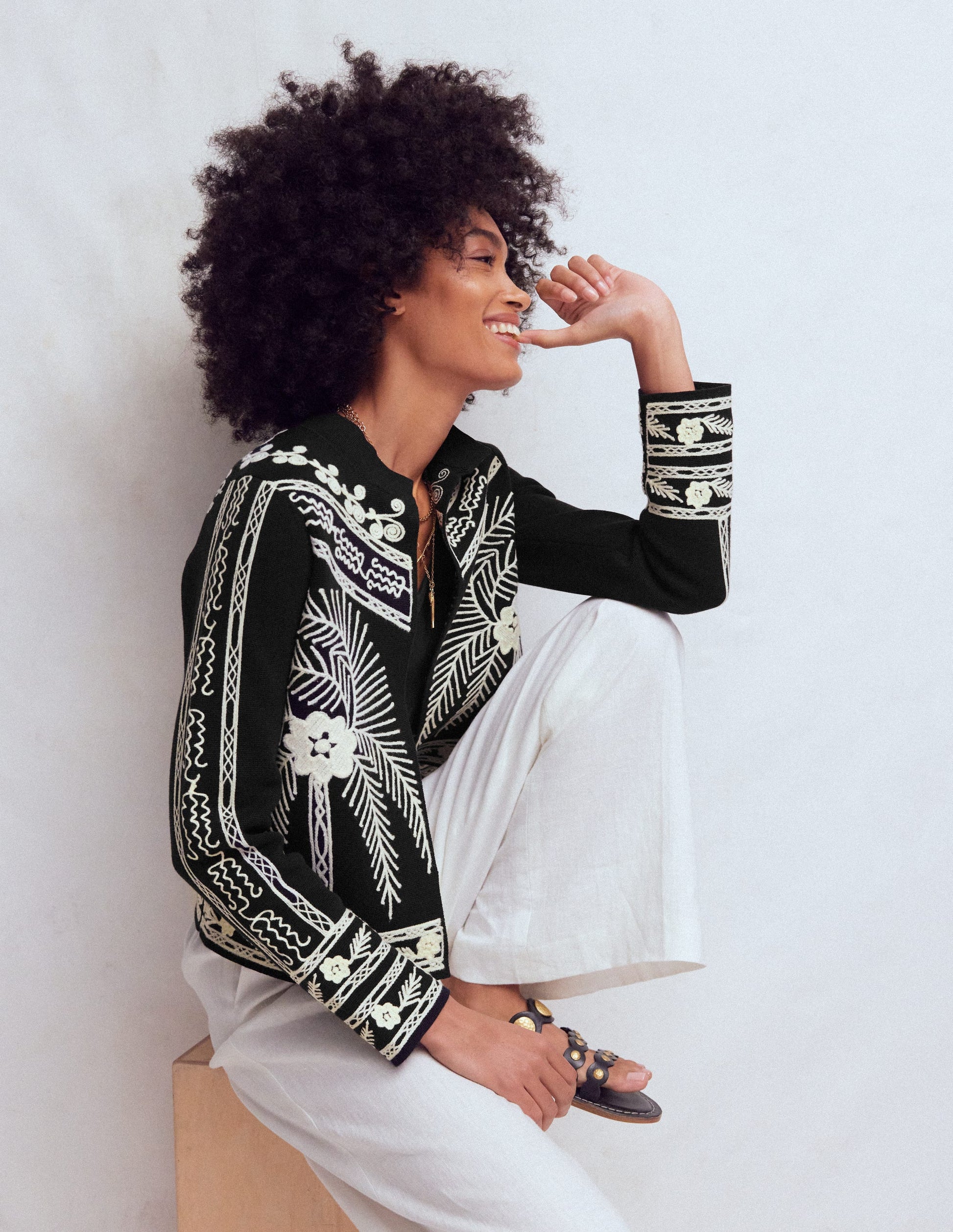 Elena Stand Neck Jacket-Black Embroidery-5